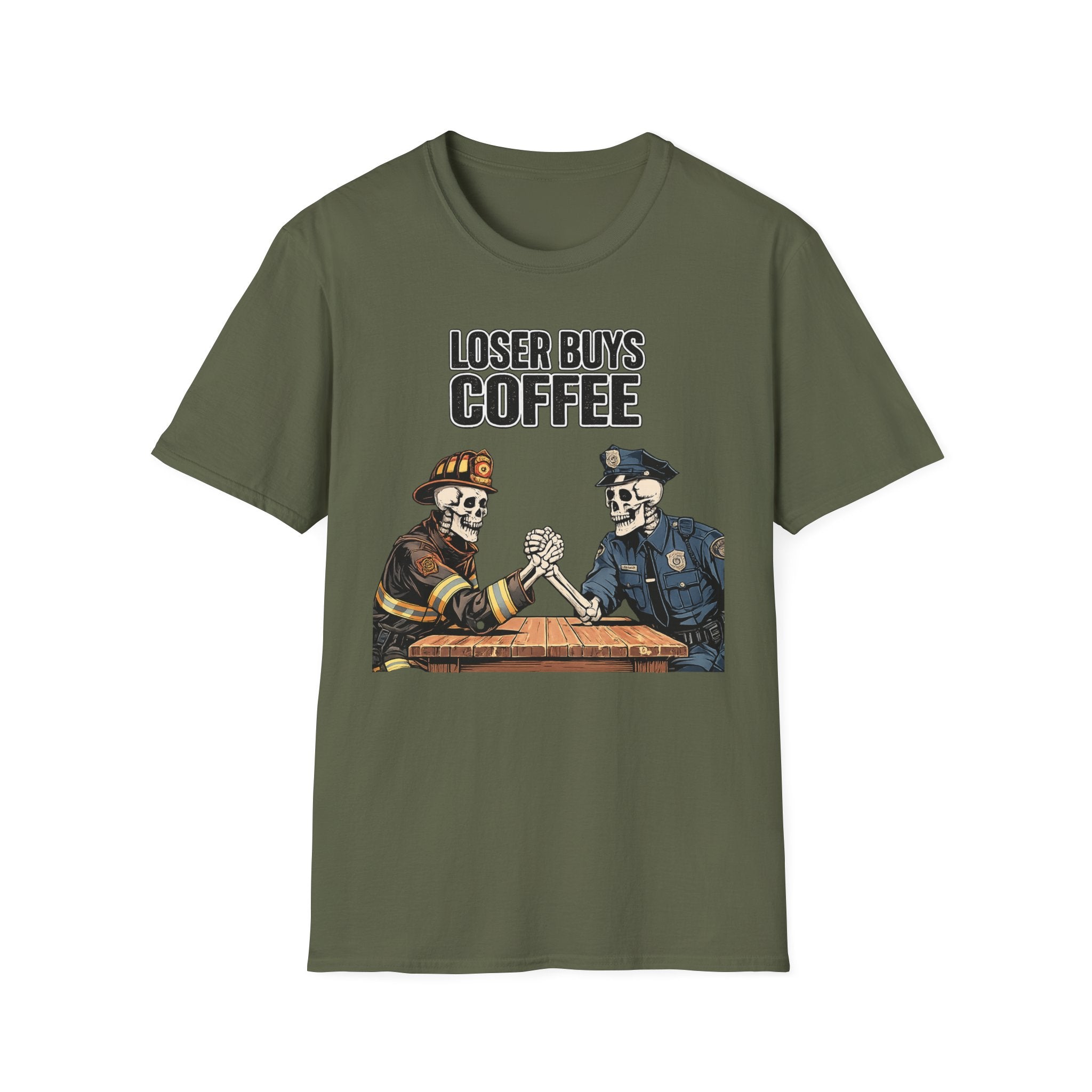 Loser Buys Coffee | Funny Police vs Firefighter Shirt
