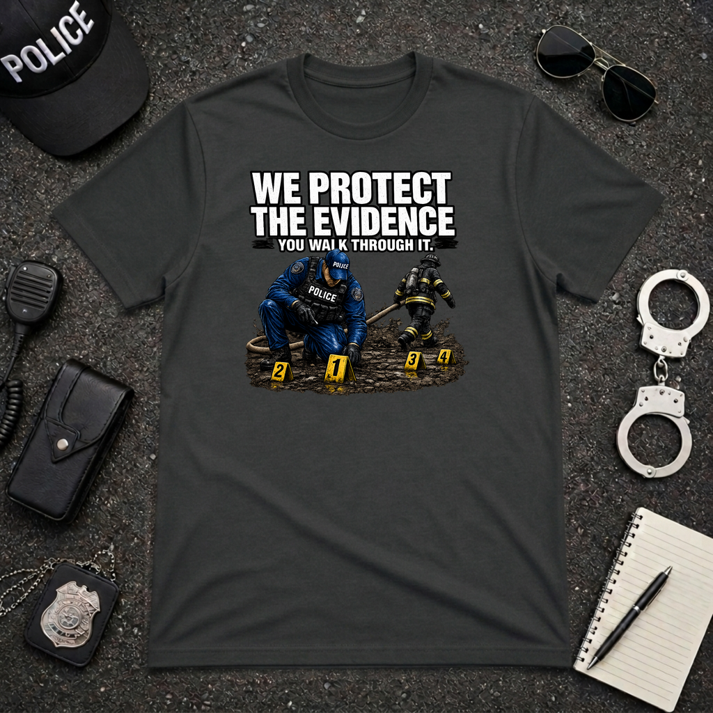 We Protect The Evidence You Walk Through It | Police Humor Shirt