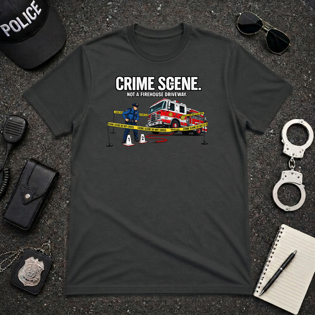 Crime Scene Not A Firehouse Driveway | Funny Police vs Firefighter Shirt