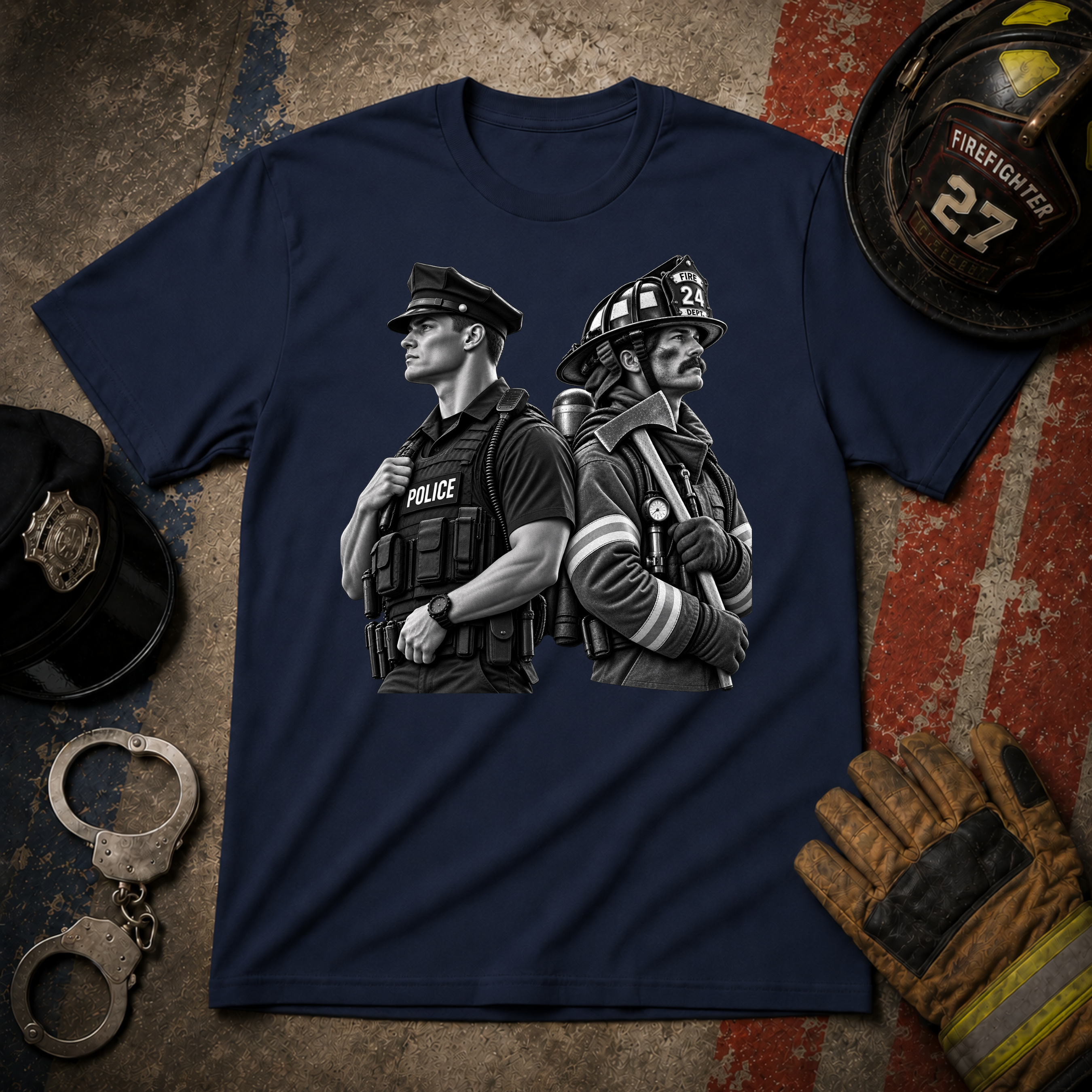 Police Pride vs Firefighter Pride T-Shirt