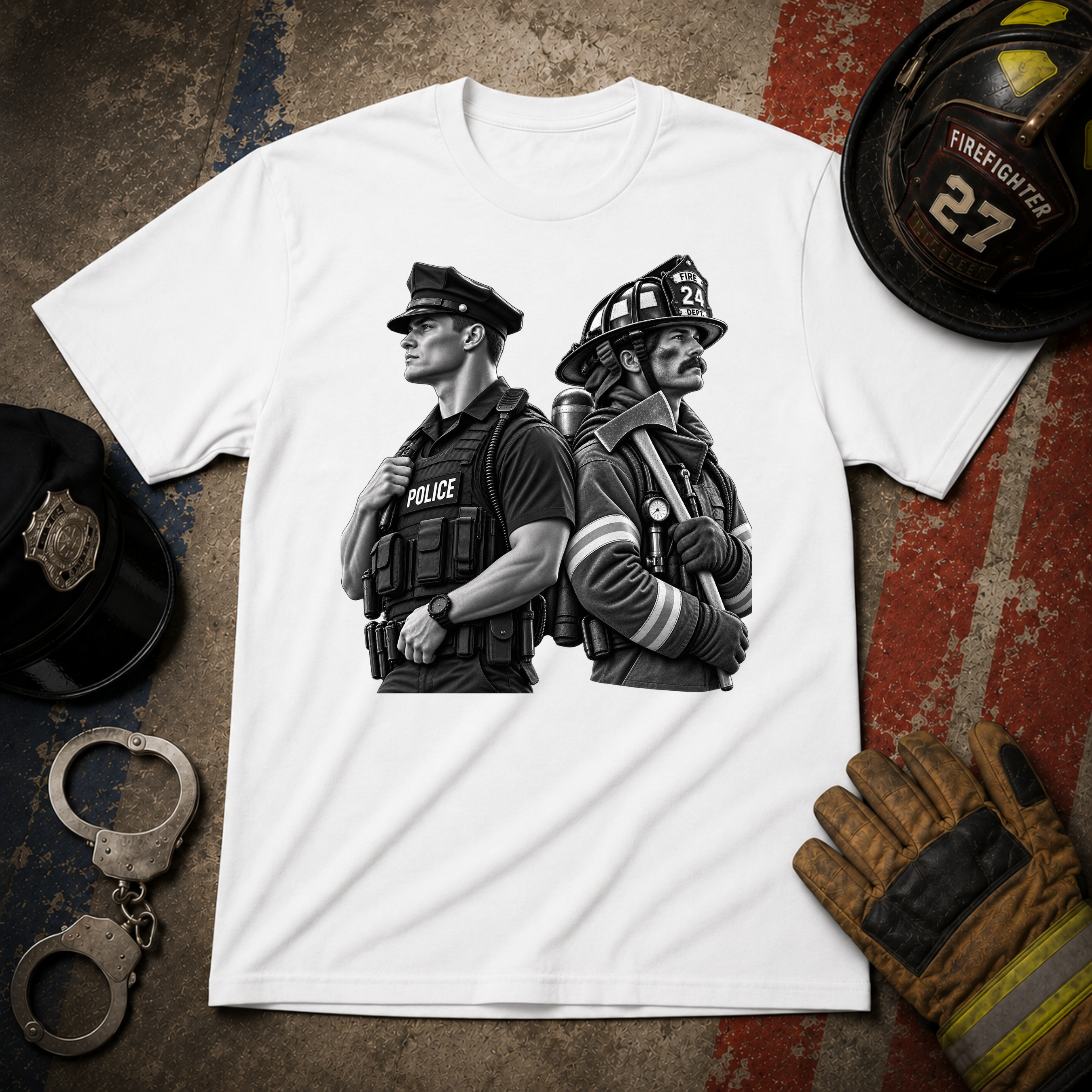 Police Pride vs Firefighter Pride T-Shirt