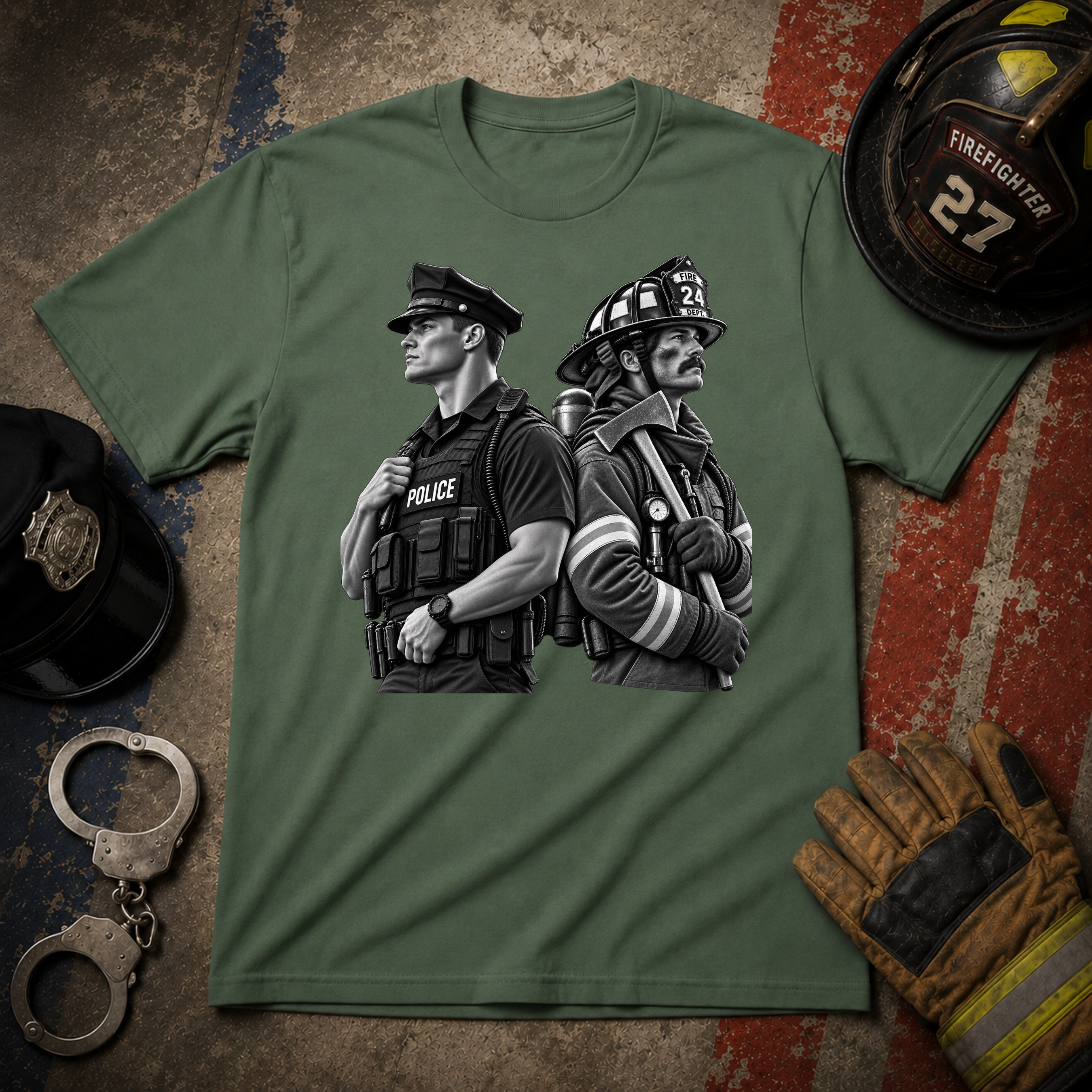Police Pride vs Firefighter Pride T-Shirt