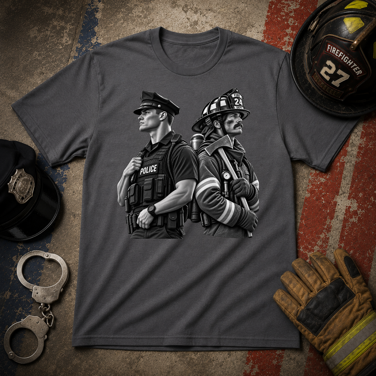 Police Pride vs Firefighter Pride T-Shirt