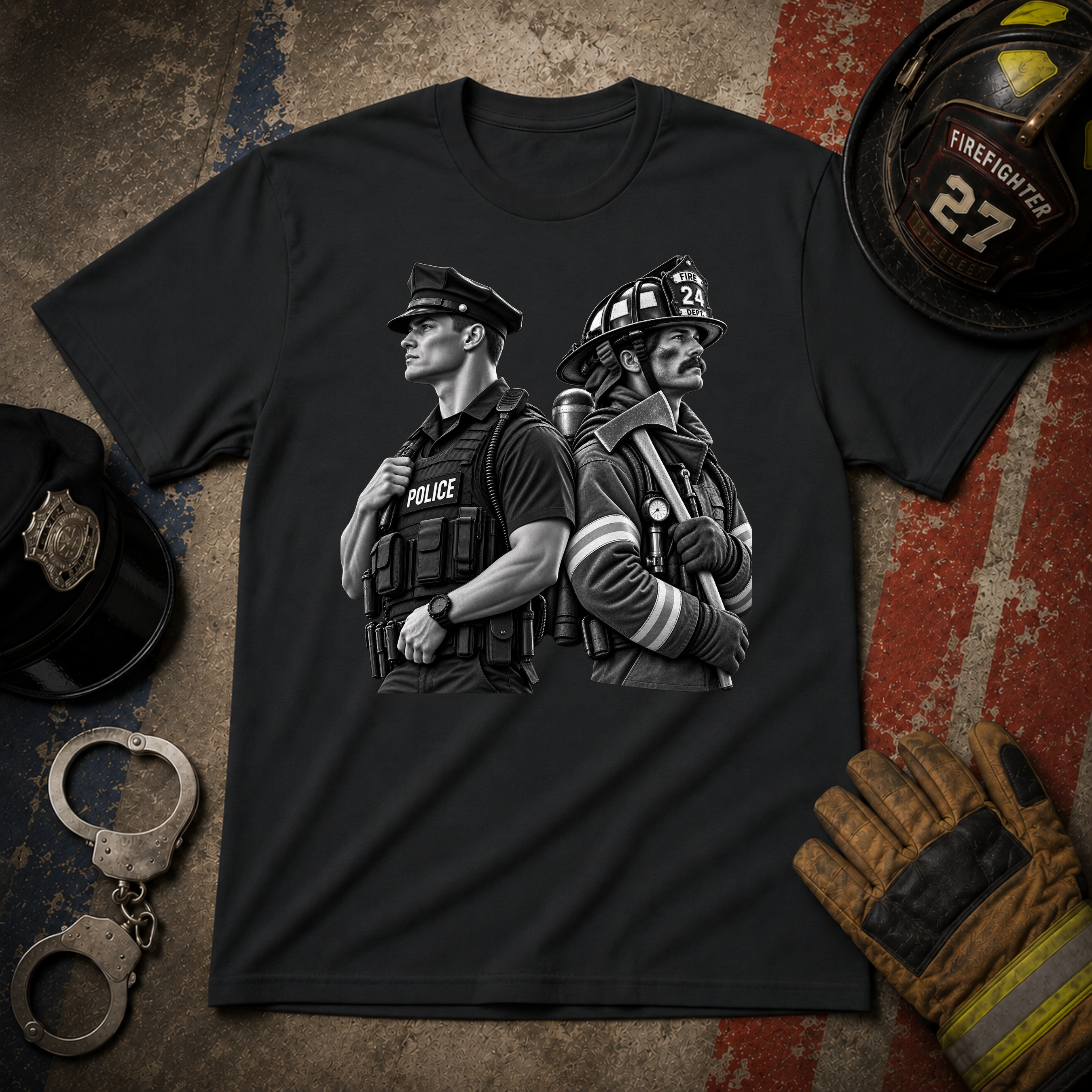Police Pride vs Firefighter Pride T-Shirt