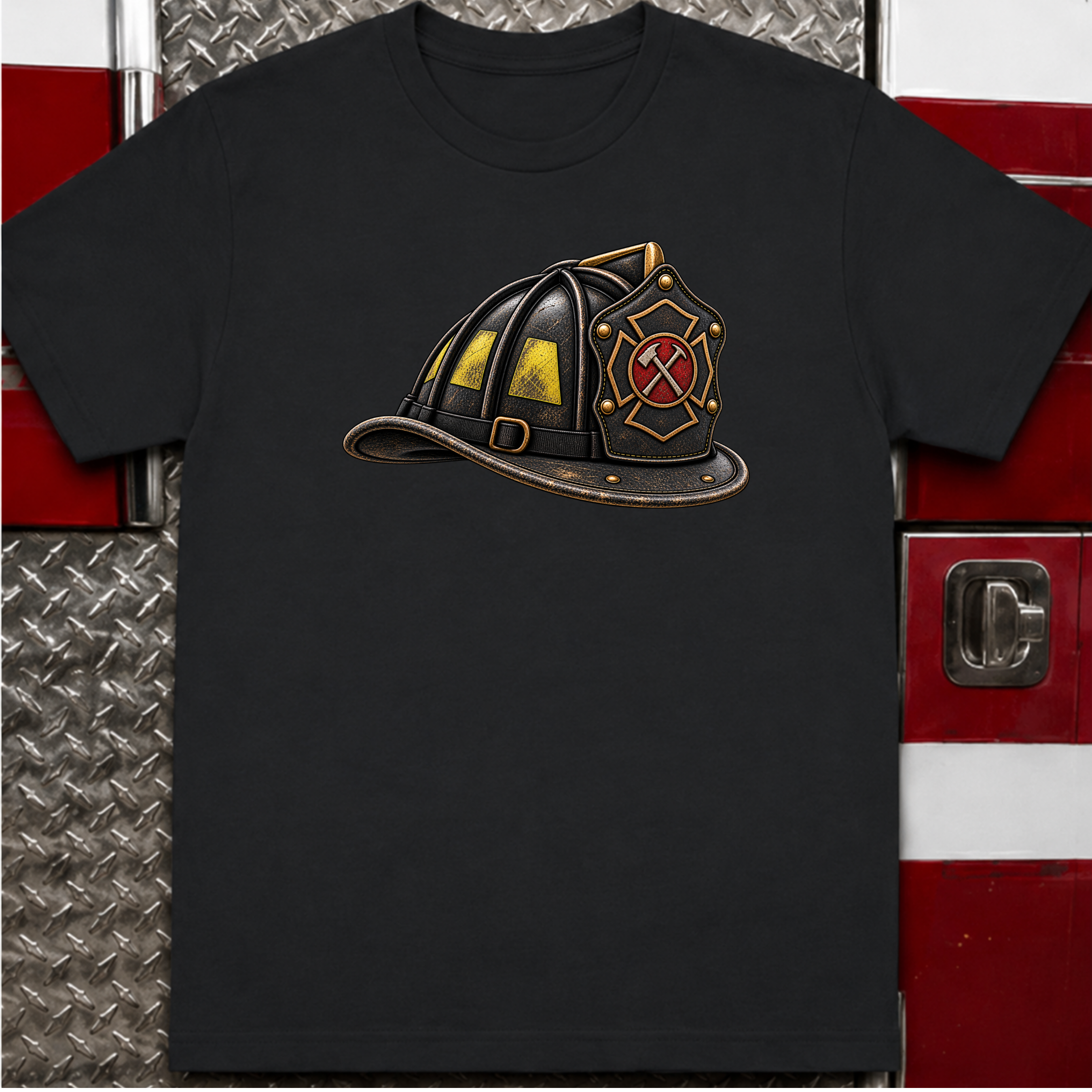 Weathered Firefighter Helmet T-Shirt