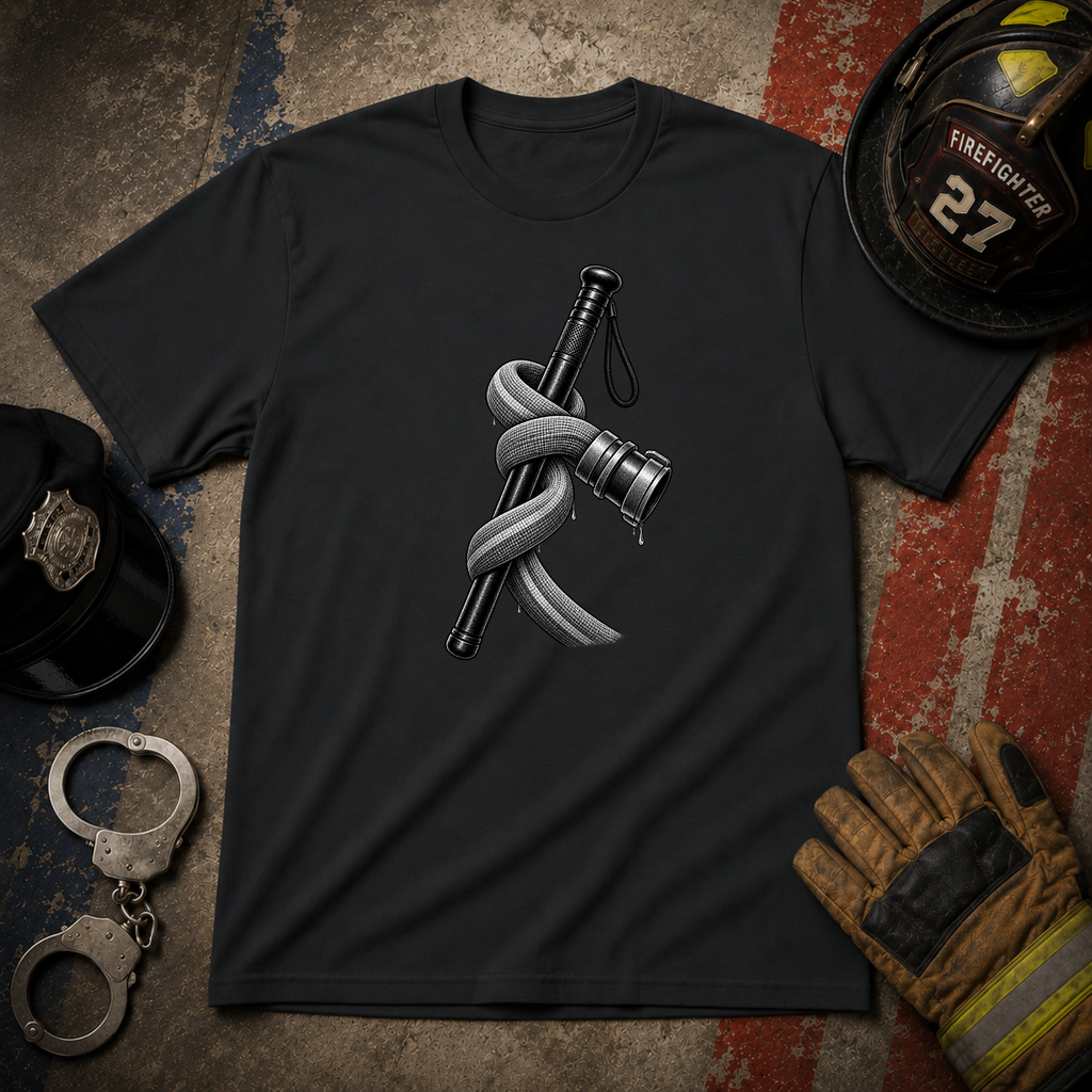 Police Baton vs Firefighter Hose T-Shirt