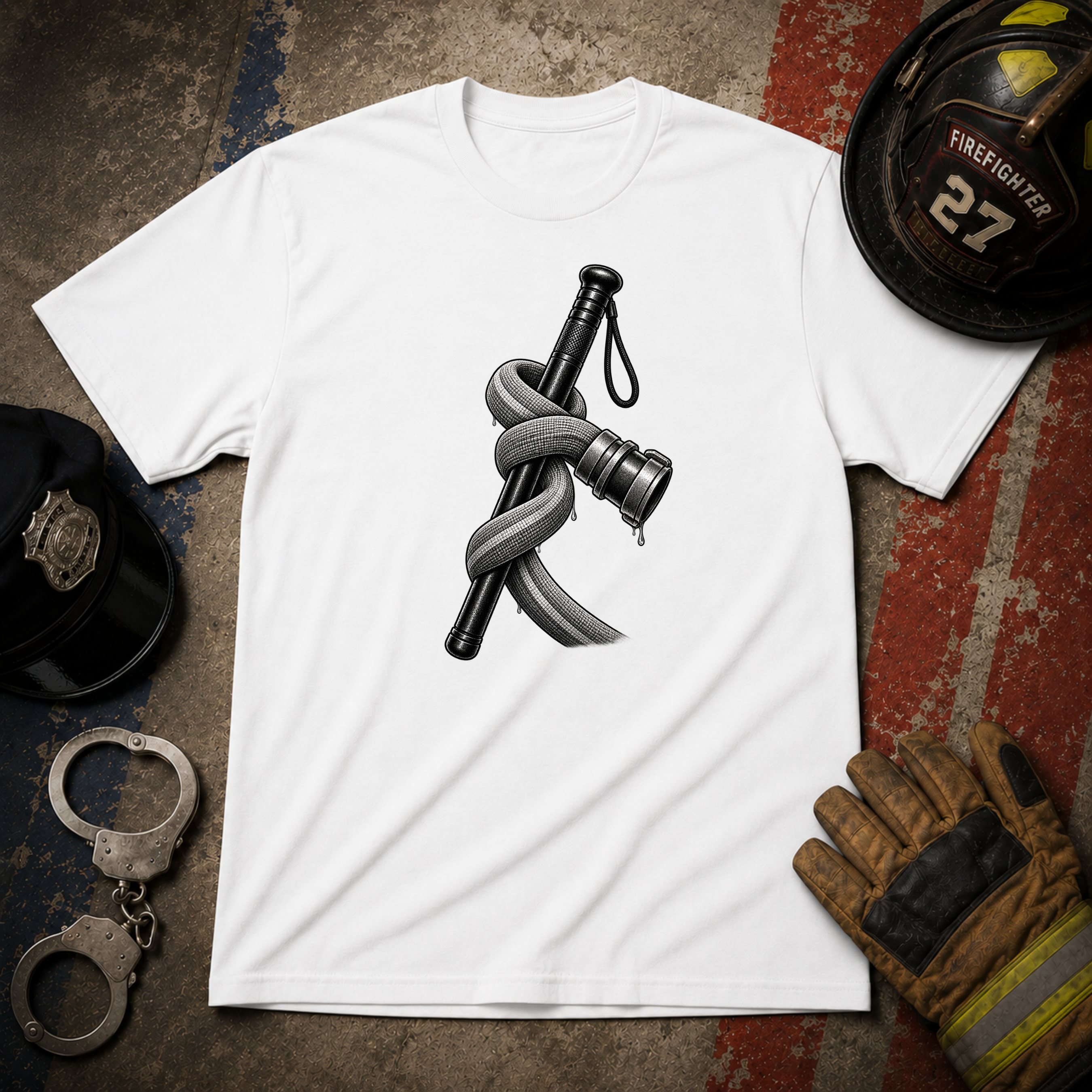Police Baton vs Firefighter Hose T-Shirt