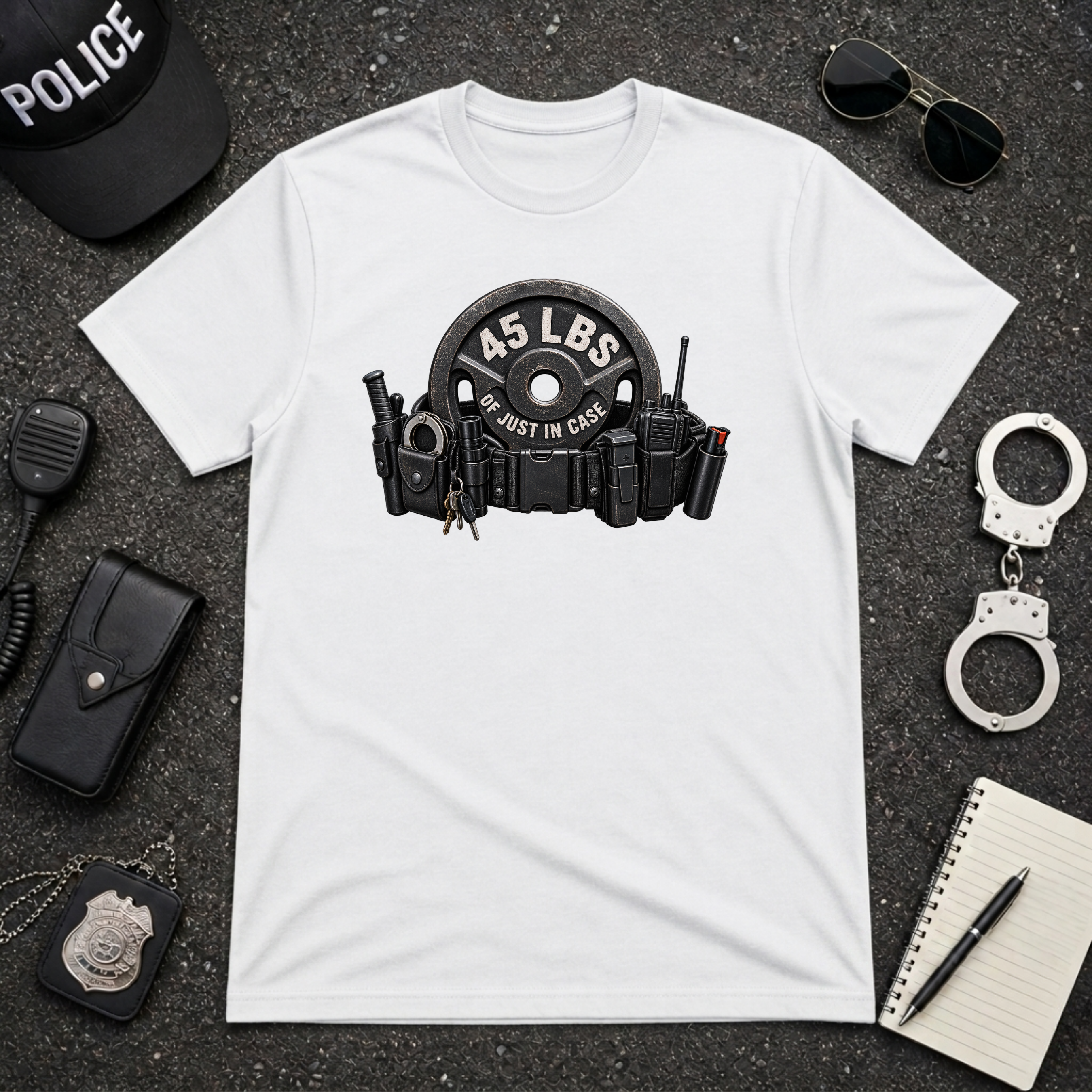 45 LBS of Just in Case Funny Police Officer T-Shirt