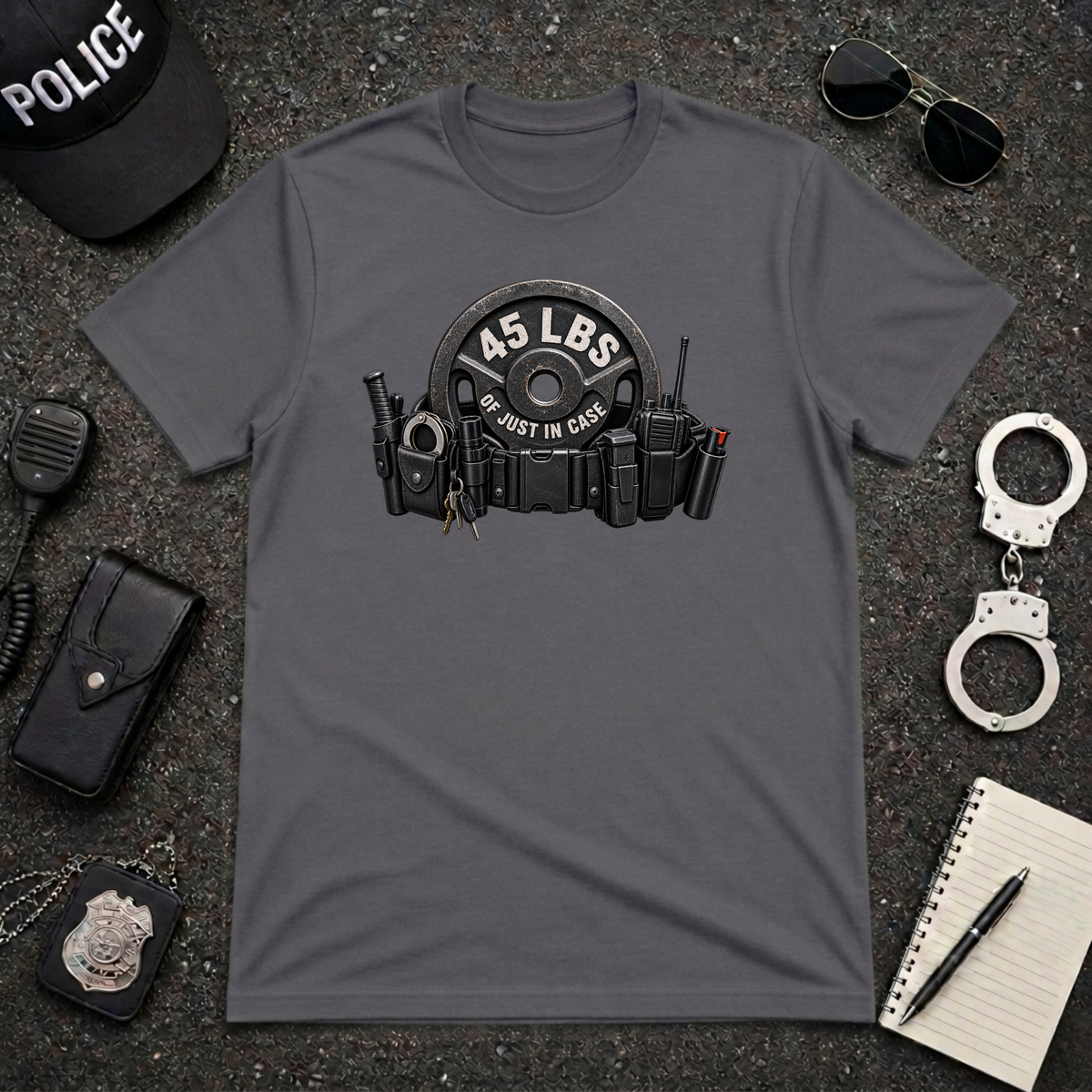 45 LBS of Just in Case Funny Police Officer T-Shirt