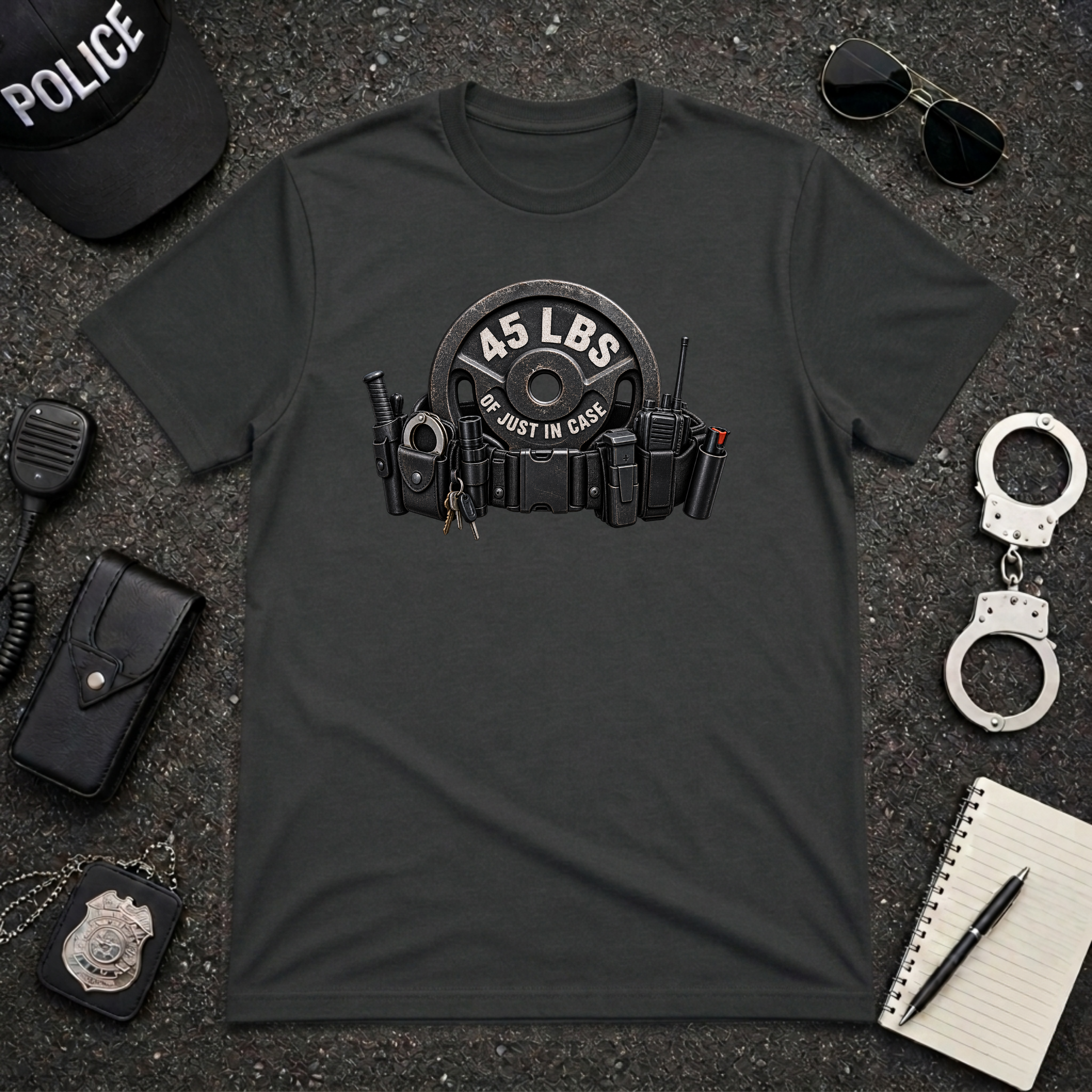 45 LBS of Just in Case Funny Police Officer T-Shirt