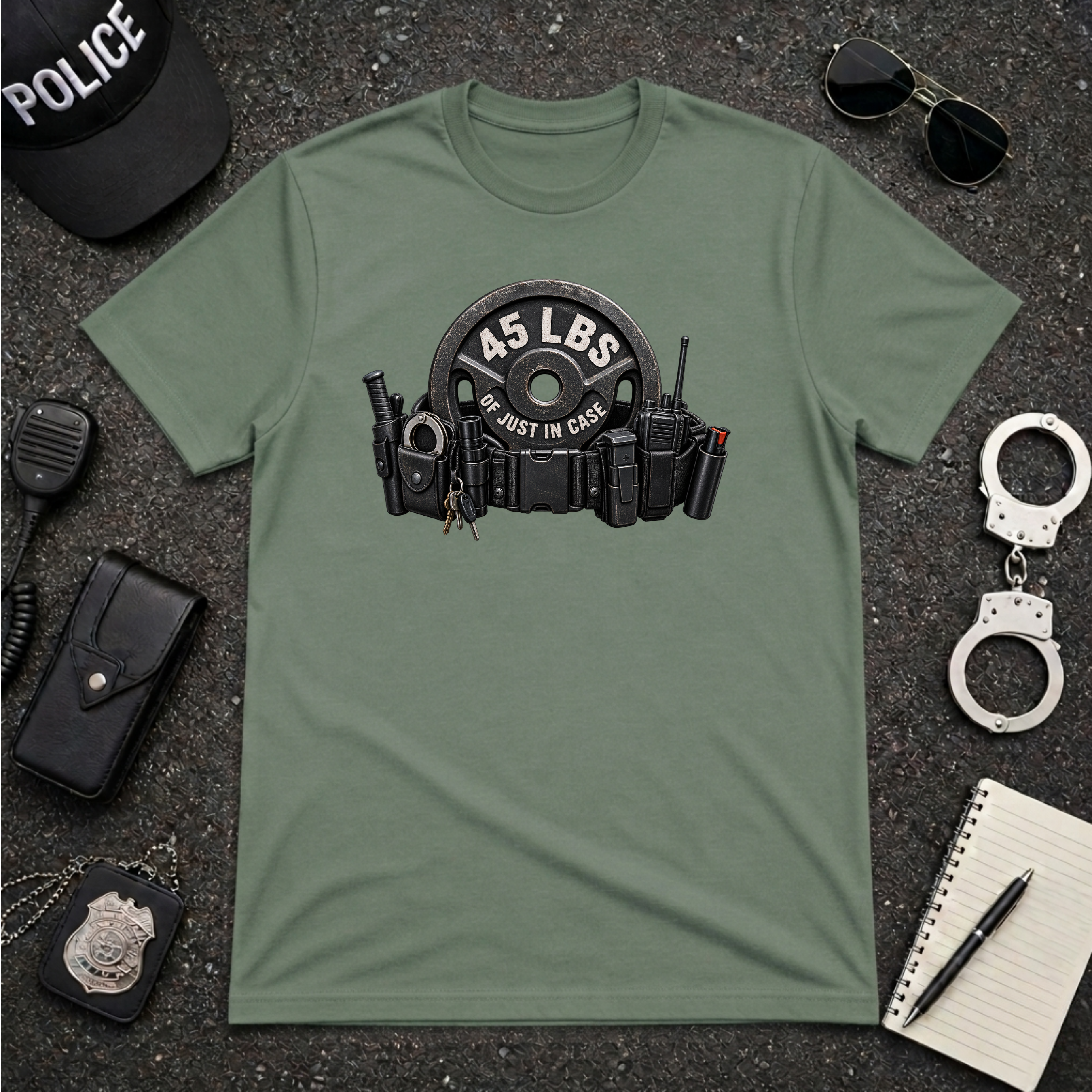 45 LBS of Just in Case Funny Police Officer T-Shirt