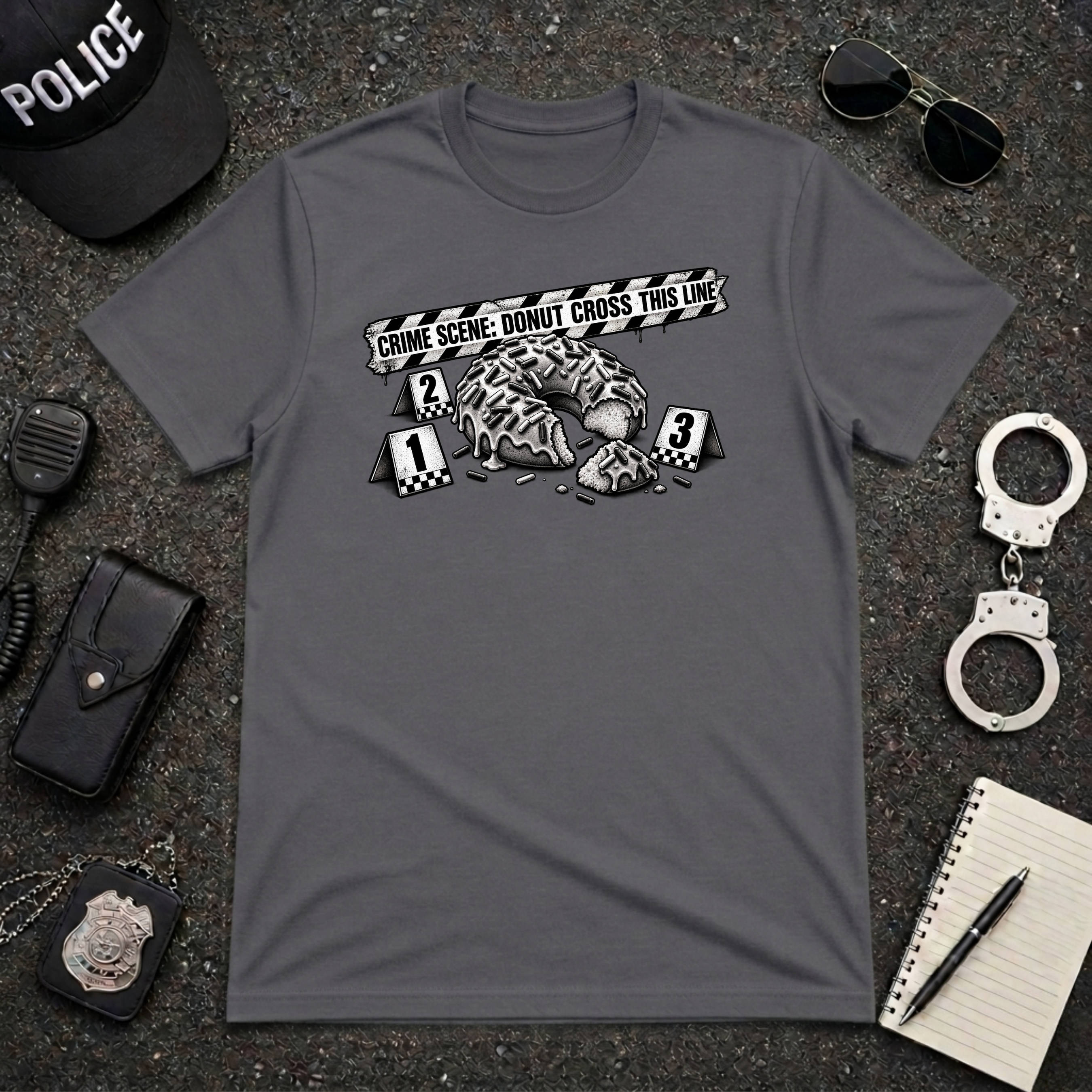 Donut Crime Scene Funny Police Officer T-Shirt