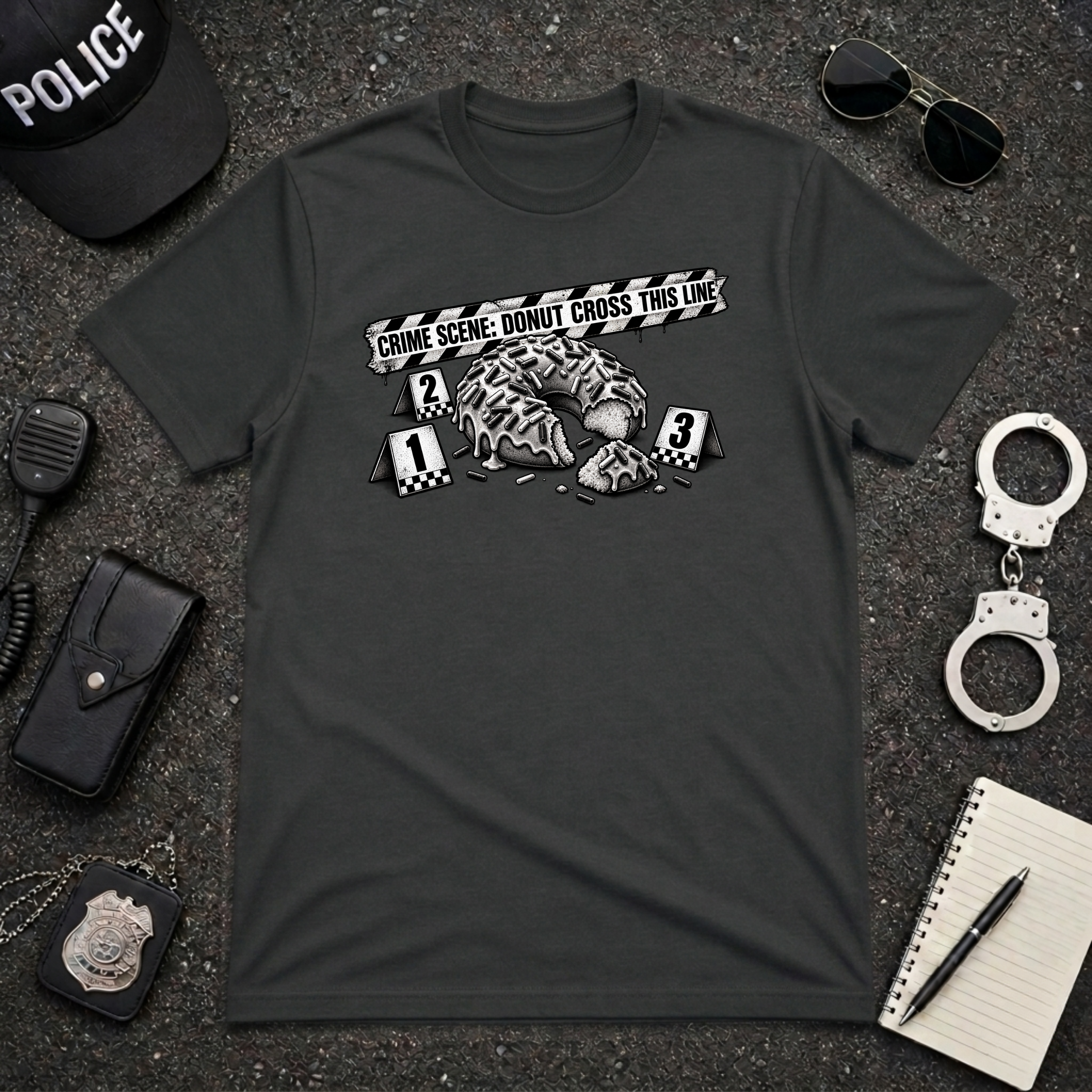 Donut Crime Scene Funny Police Officer T-Shirt