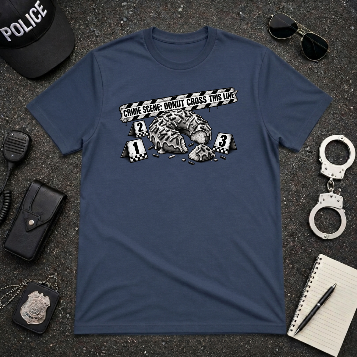 Donut Crime Scene Funny Police Officer T-Shirt