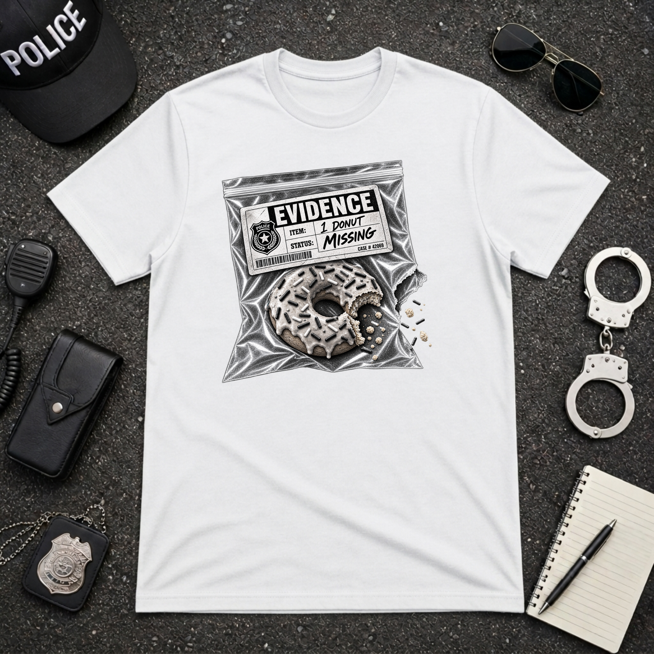 Donut Evidence Bag Funny Police Officer T-Shirt