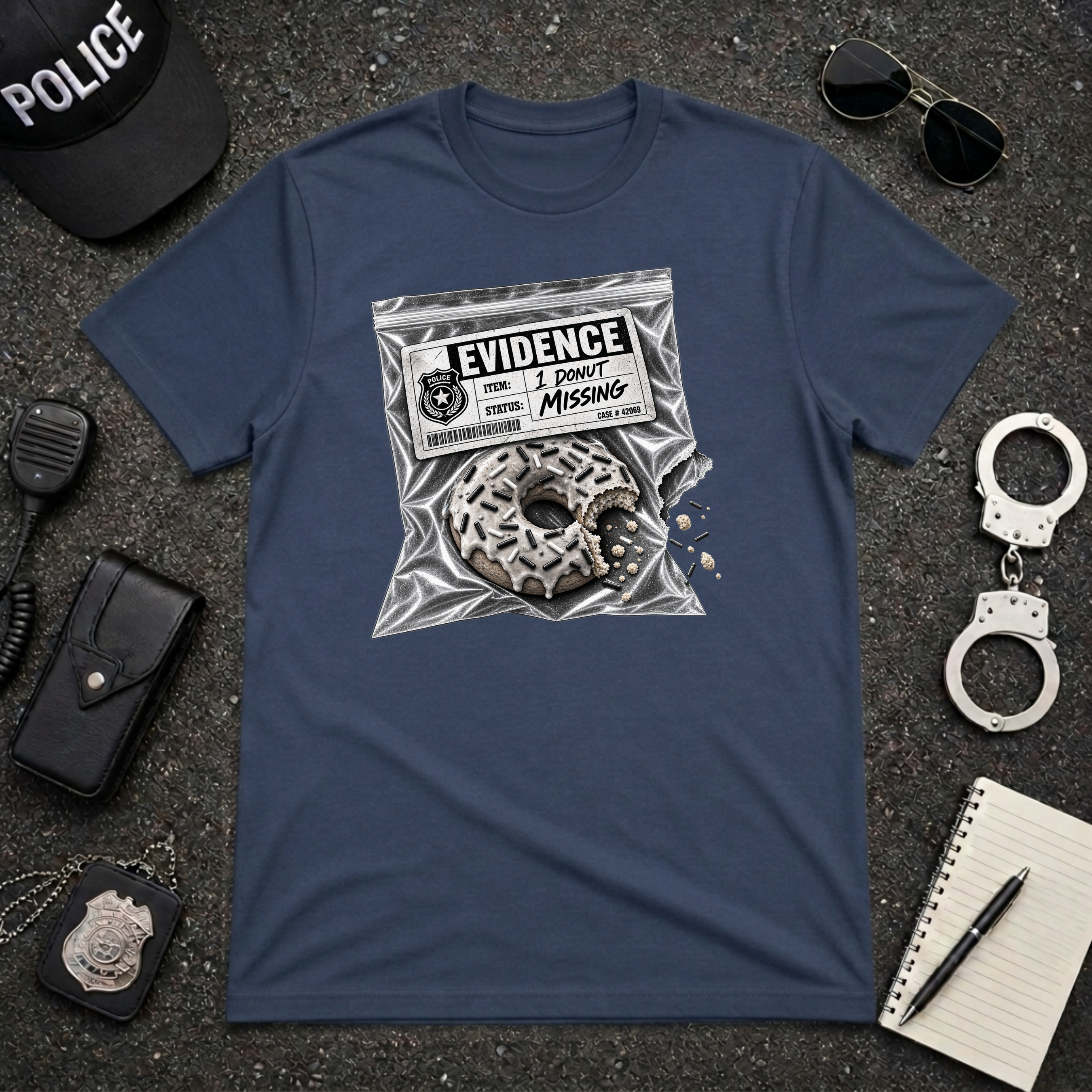 Donut Evidence Bag Funny Police Officer T-Shirt