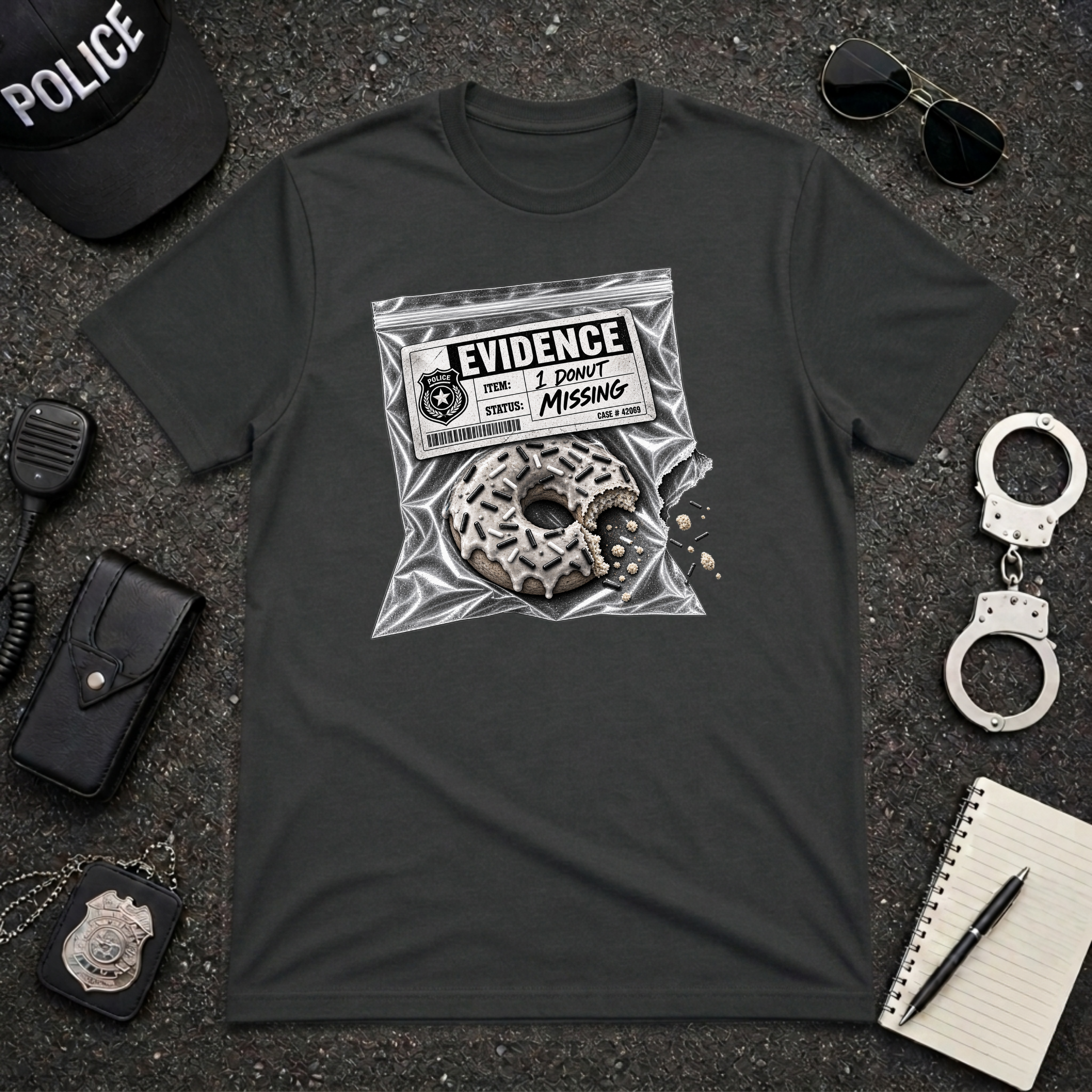 Donut Evidence Bag Funny Police Officer T-Shirt