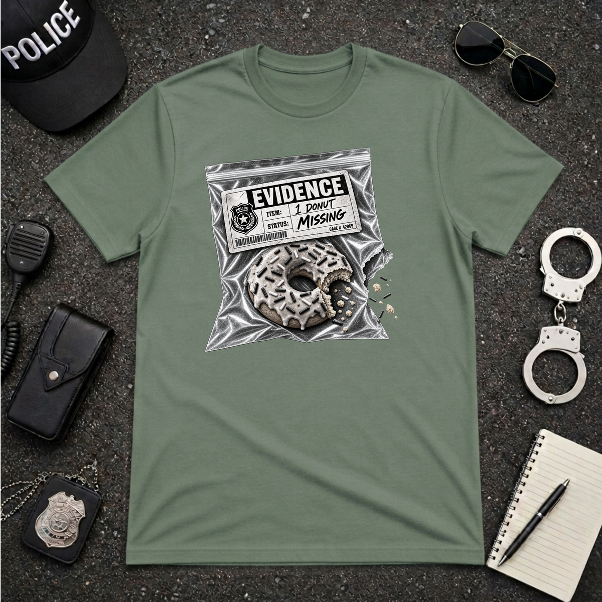 Donut Evidence Bag Funny Police Officer T-Shirt