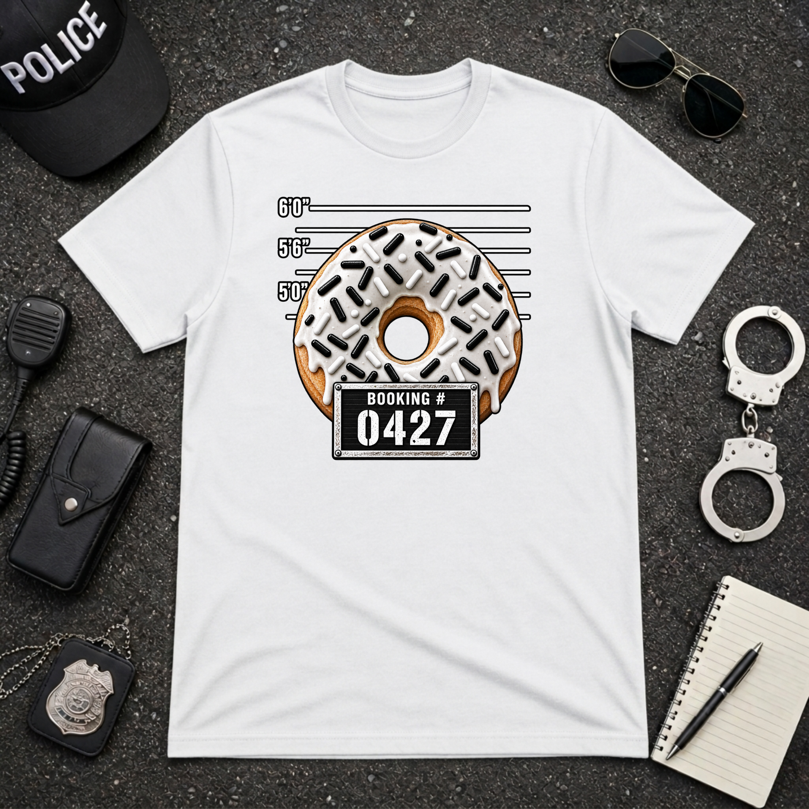 Donut Mug Shot Funny Police Officer T-Shirt