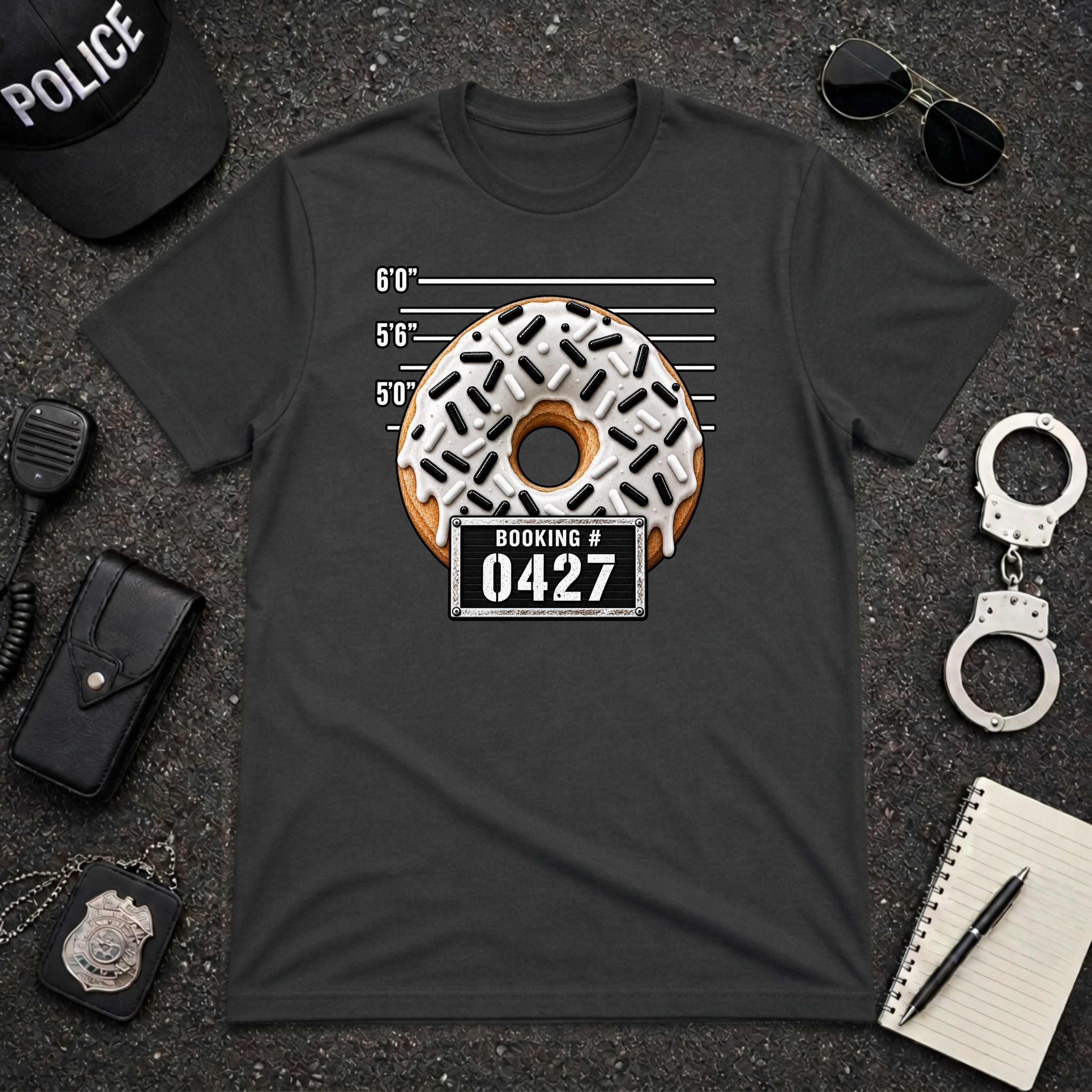 Donut Mug Shot Funny Police Officer T-Shirt