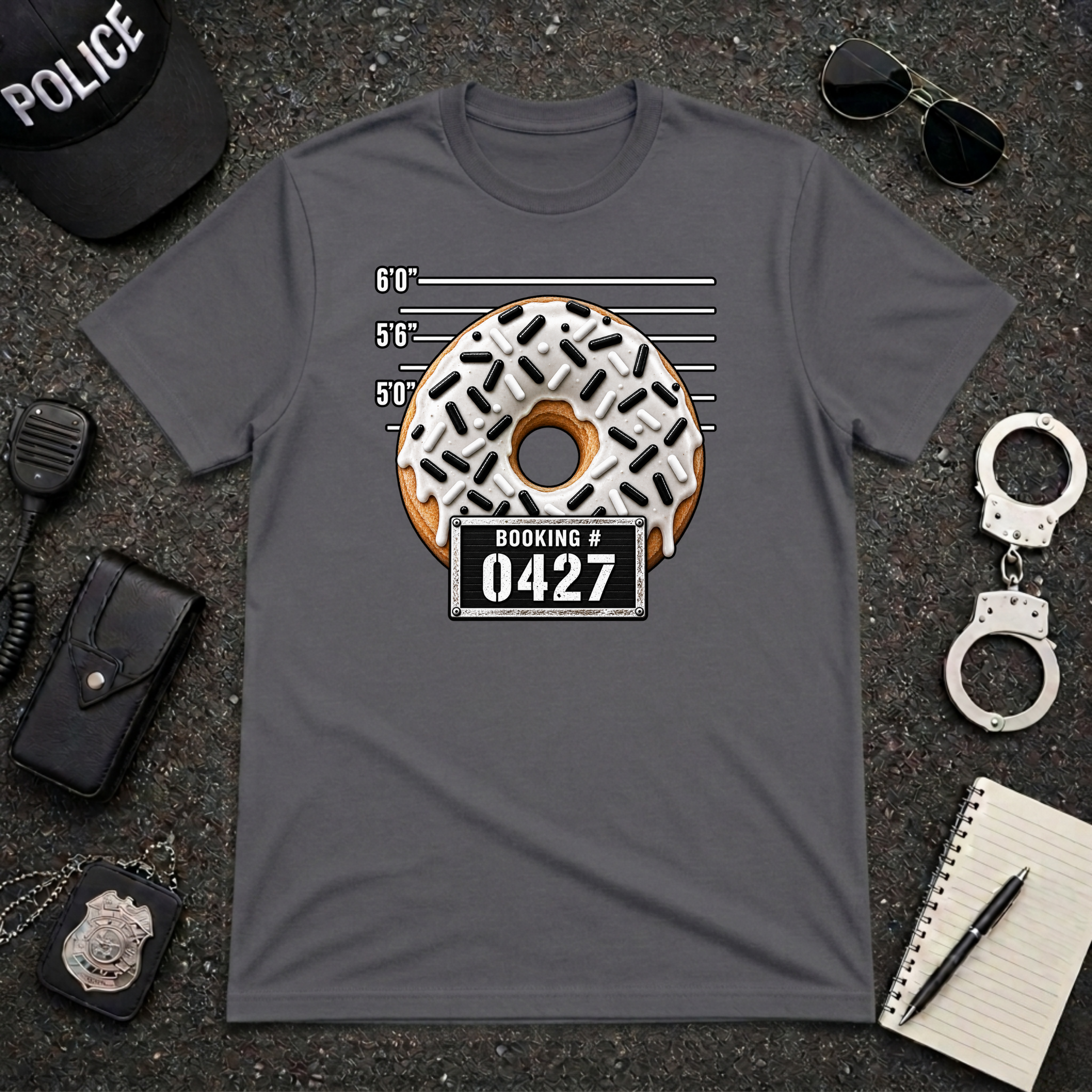 Donut Mug Shot Funny Police Officer T-Shirt