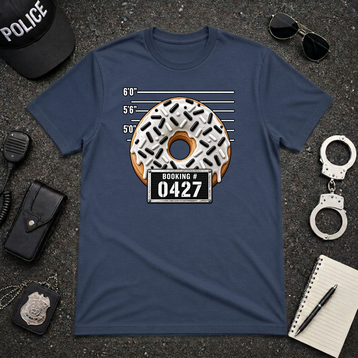 Donut Mug Shot Funny Police Officer T-Shirt