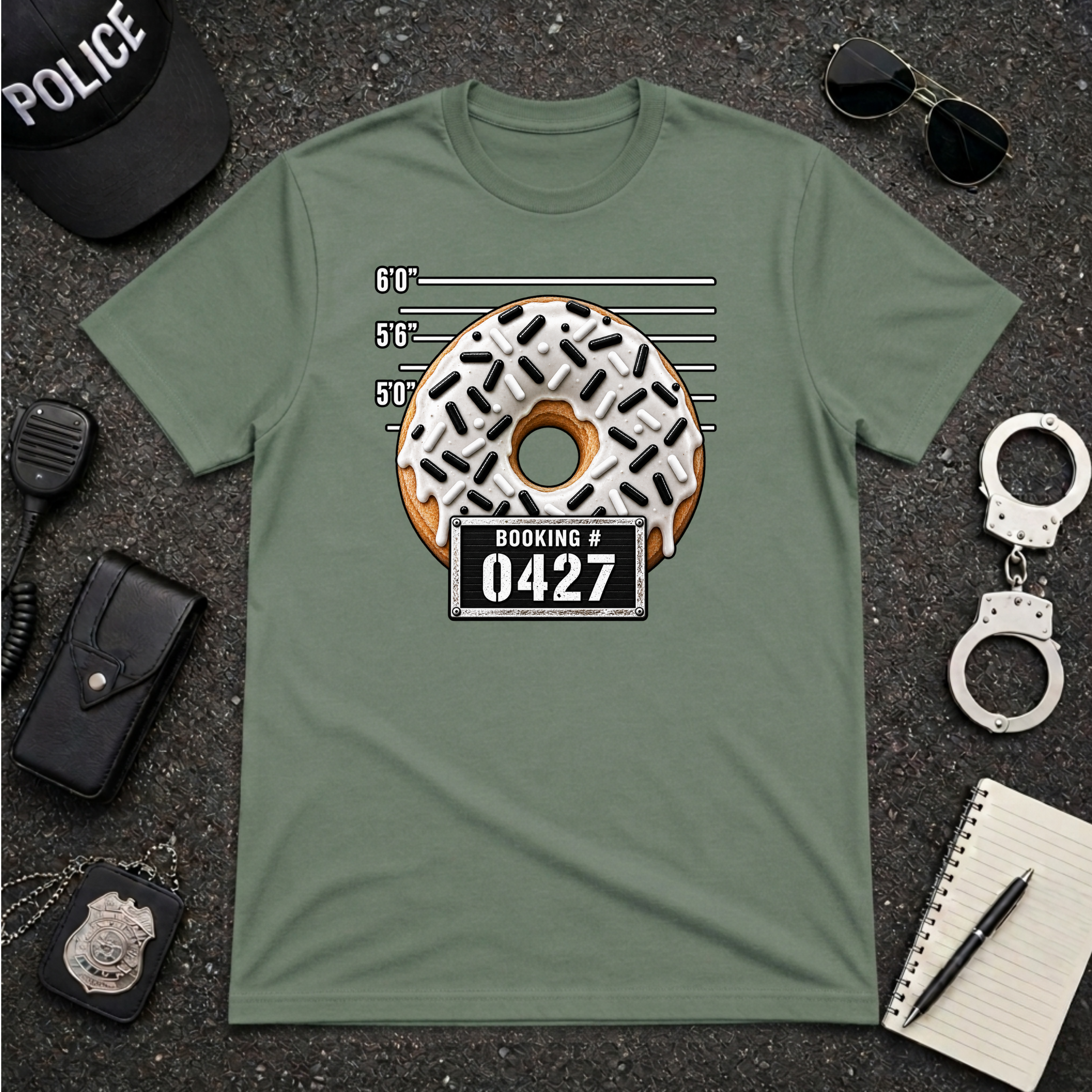 Donut Mug Shot Funny Police Officer T-Shirt