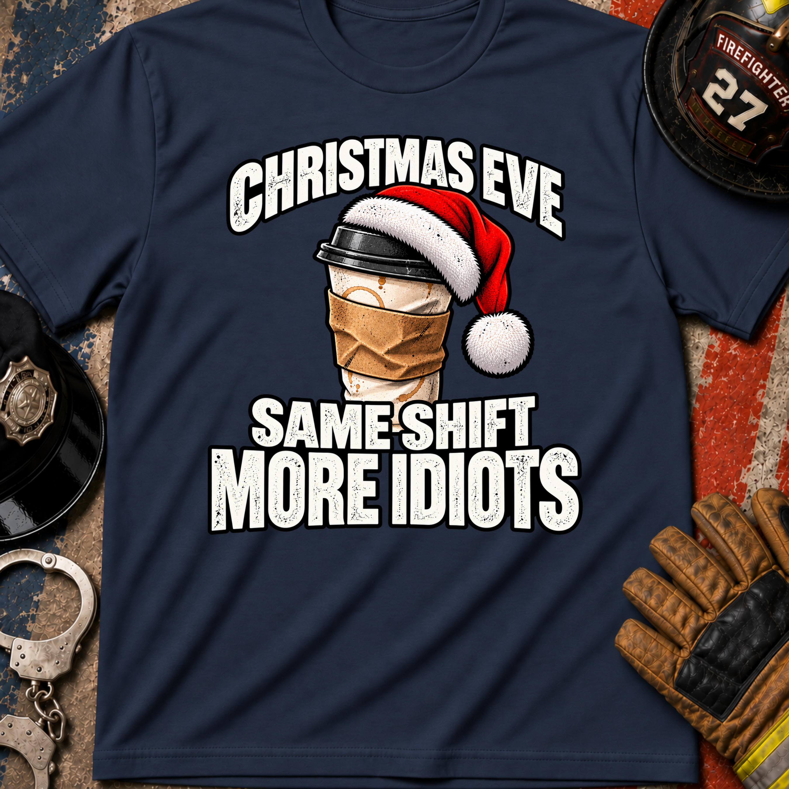 Christmas Eve Same Shift More Idiots – Police & Firefighter Christmas Shirt