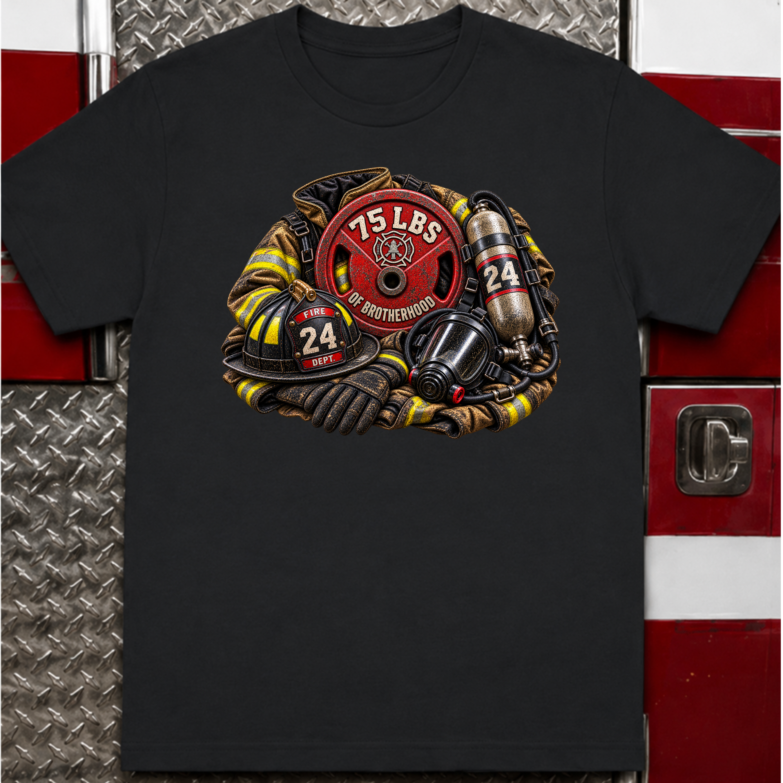 75 LBS of Brotherhood – Firefighter Shirt
