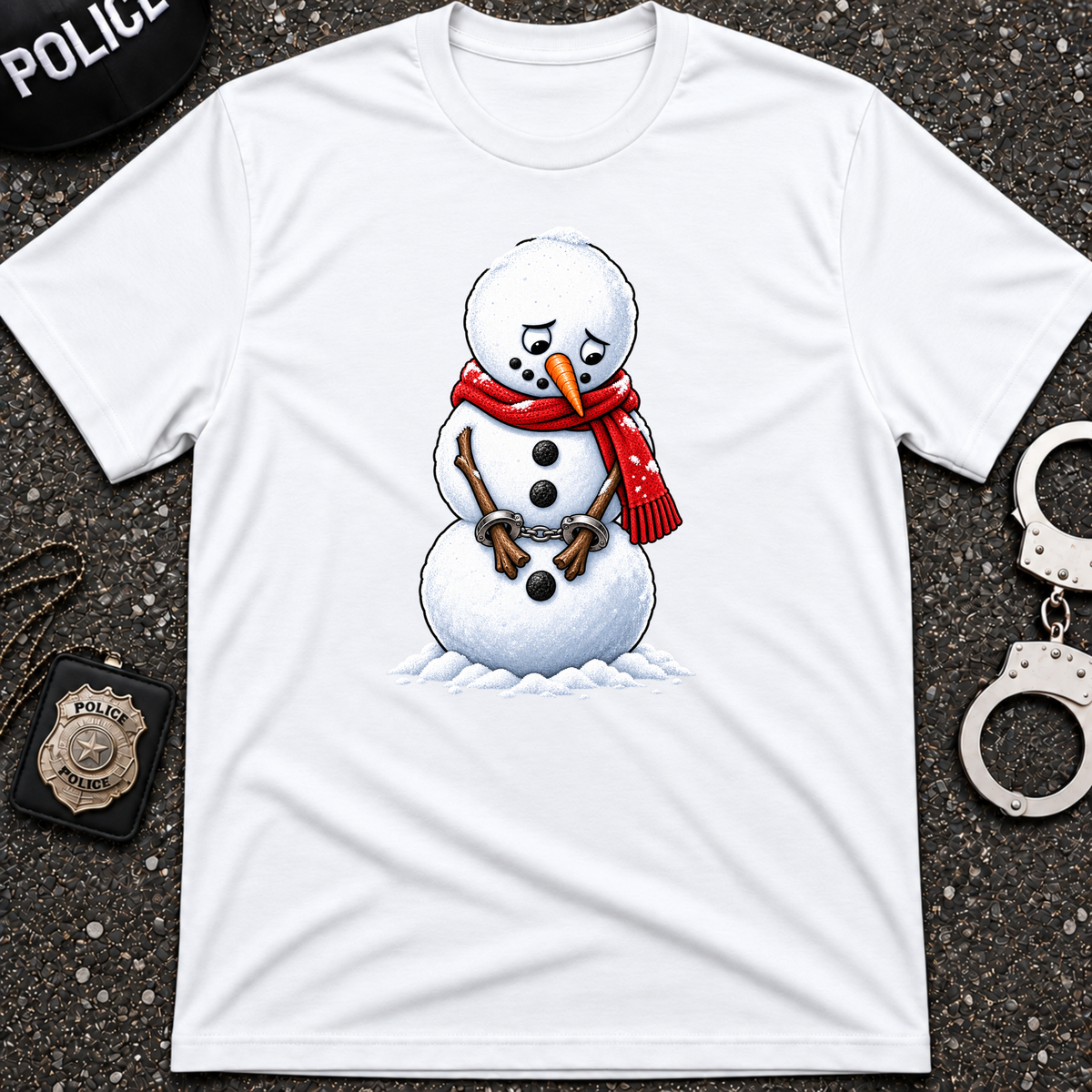 Arrested Snowman – Funny Police Christmas Shirt