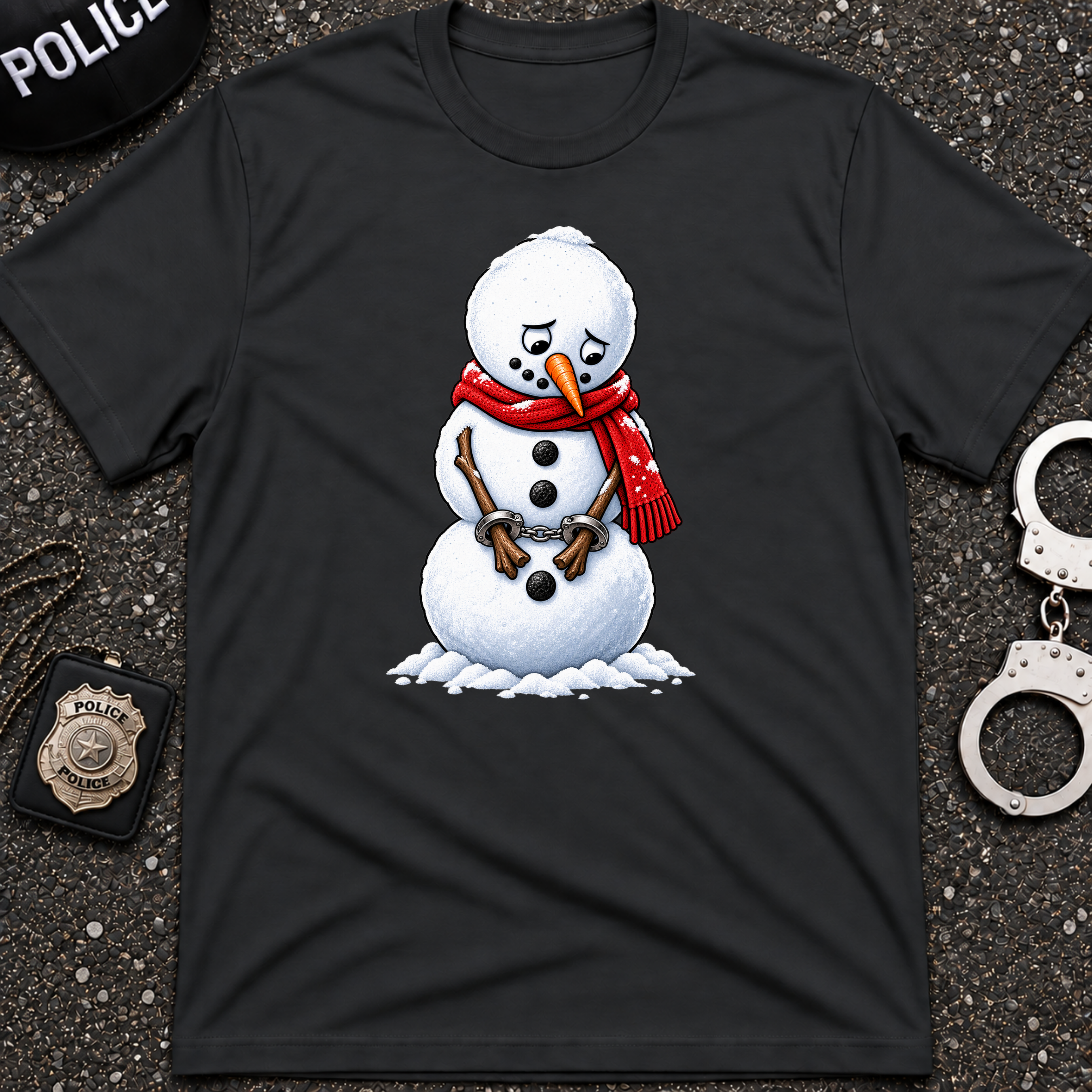 Arrested Snowman – Funny Police Christmas Shirt