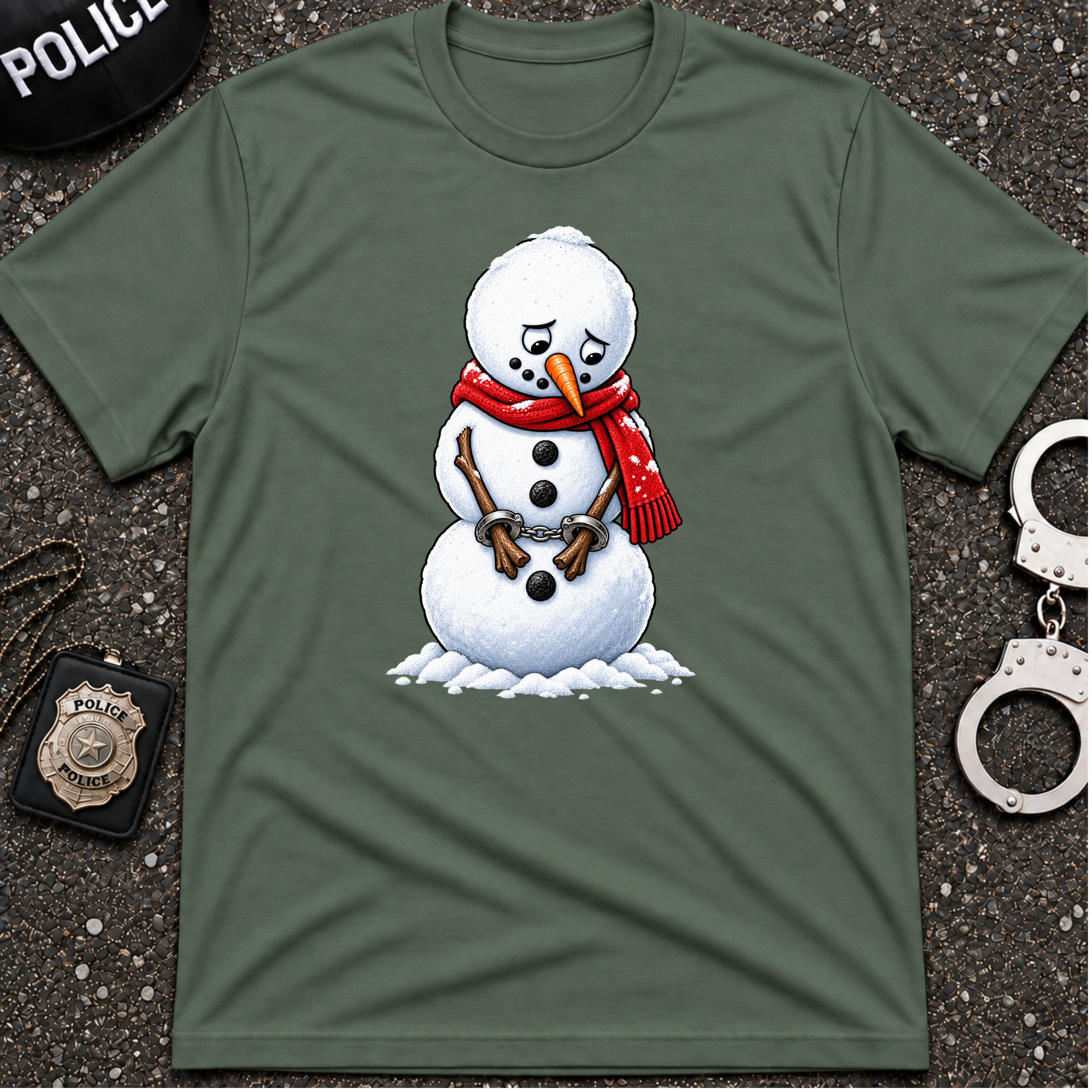 Arrested Snowman – Funny Police Christmas Shirt