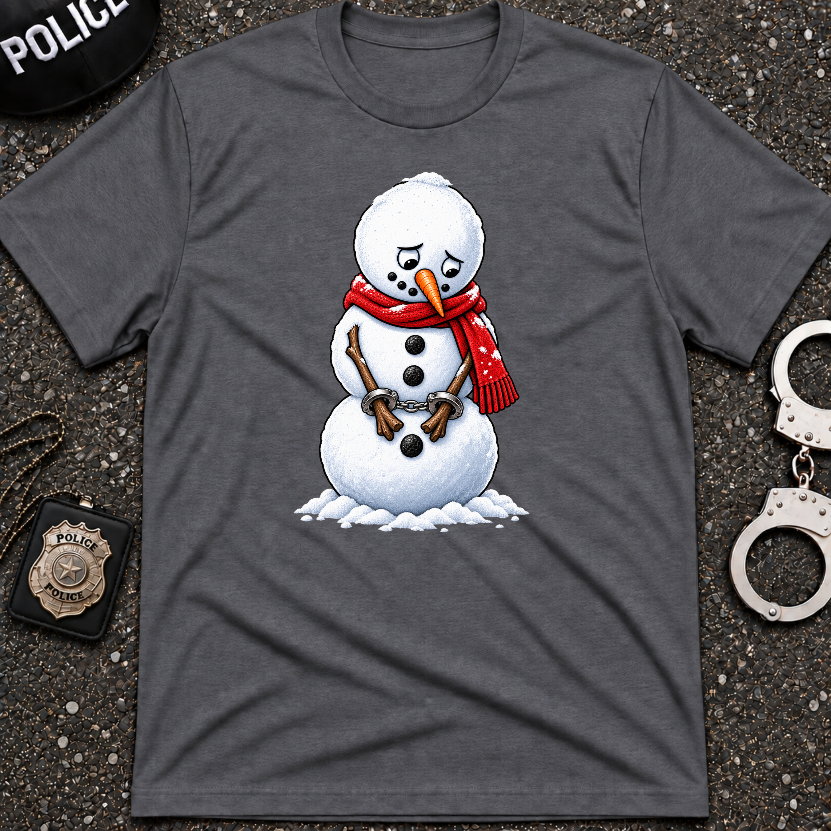 Arrested Snowman – Funny Police Christmas Shirt