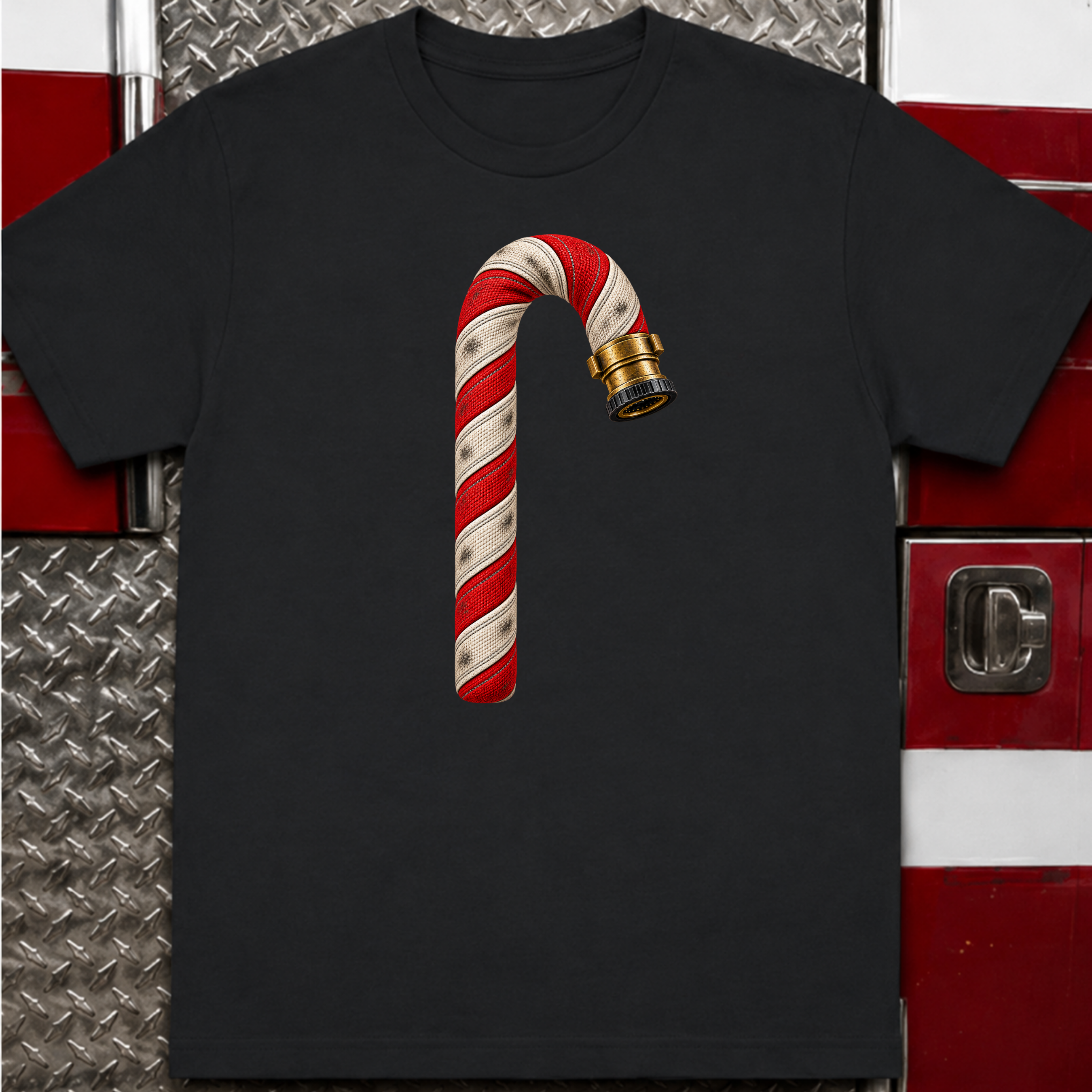Candy Cane Fire Hose – Firefighter Christmas Shirt