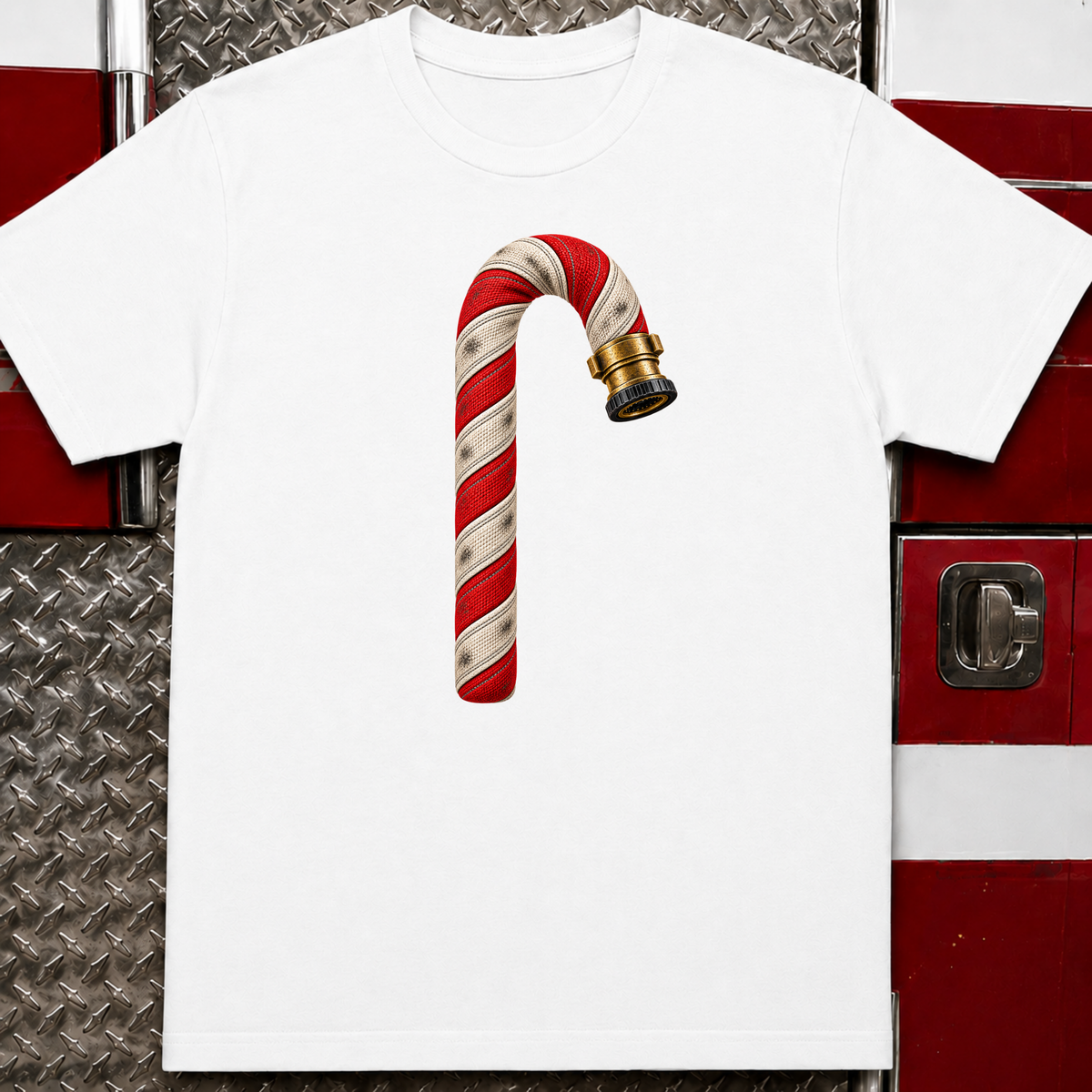 Candy Cane Fire Hose – Firefighter Christmas Shirt