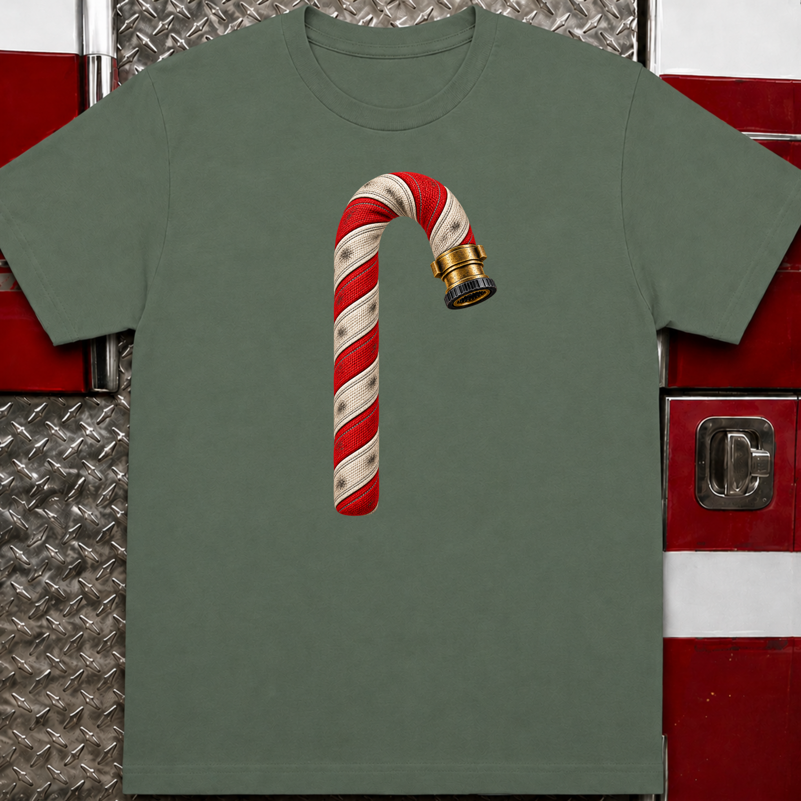 Candy Cane Fire Hose – Firefighter Christmas Shirt