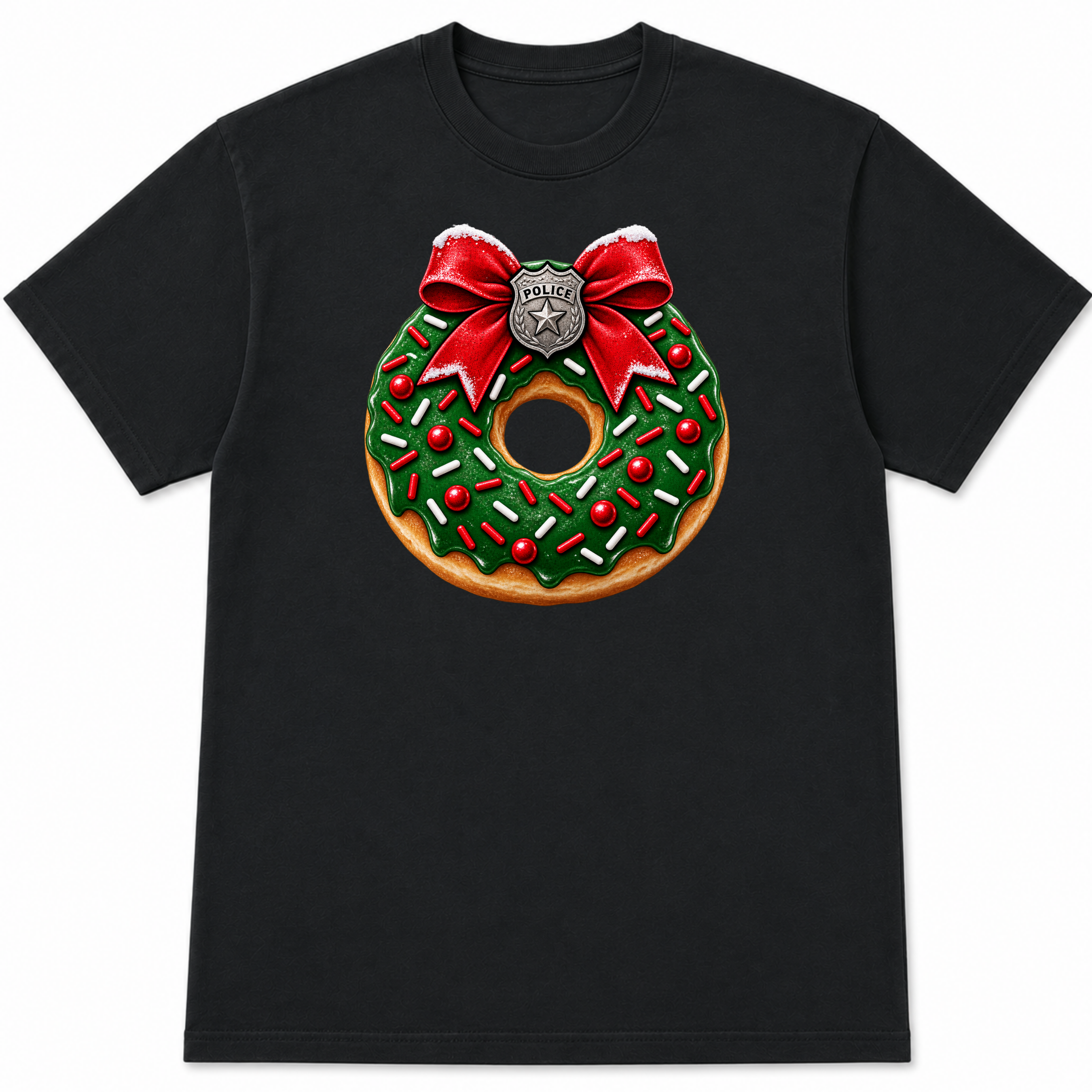 Police Christmas Donut Wreath – Funny Cop Holiday Shirt