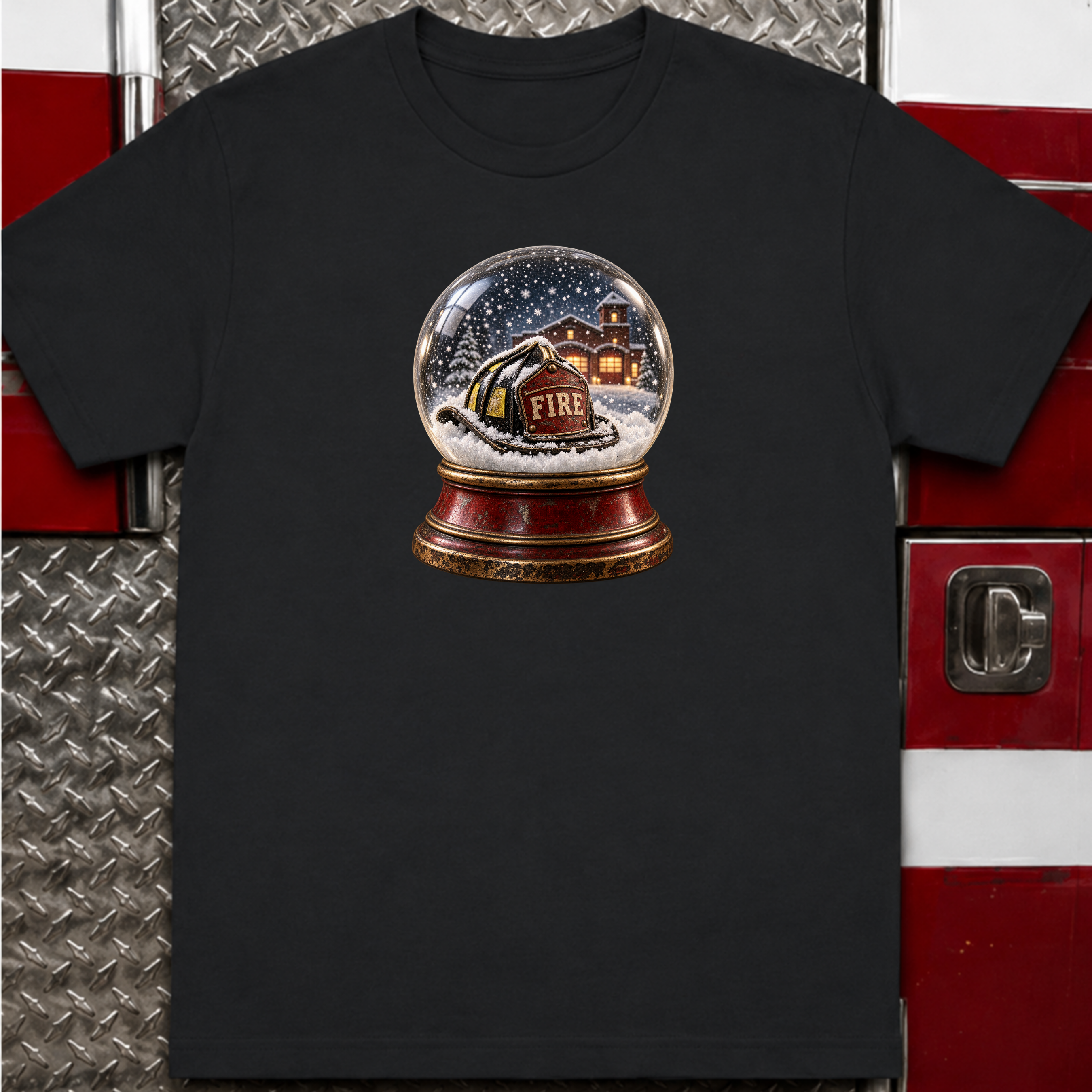 Firefighter Snow Globe – Firefighter Christmas Shirt