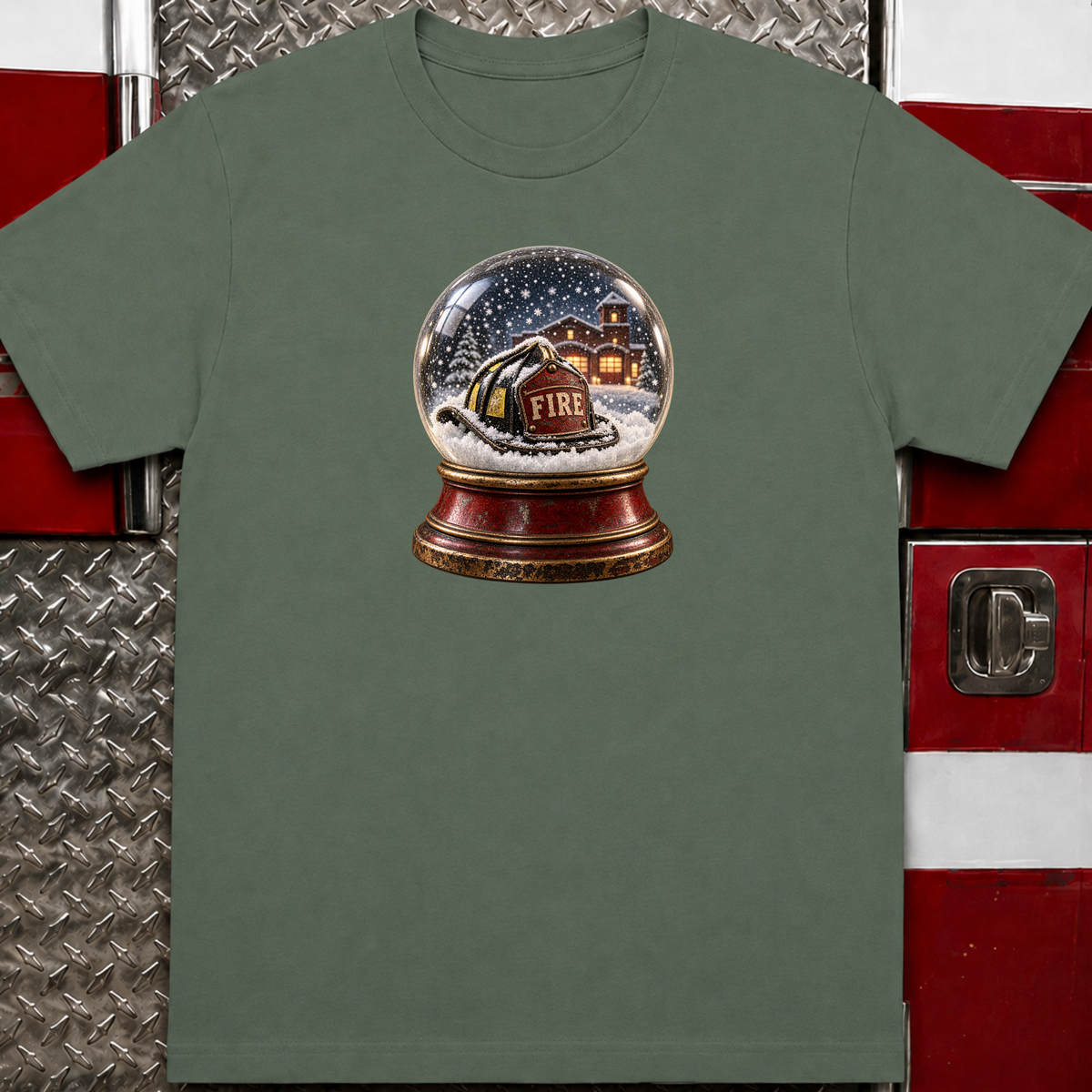 Firefighter Snow Globe – Firefighter Christmas Shirt
