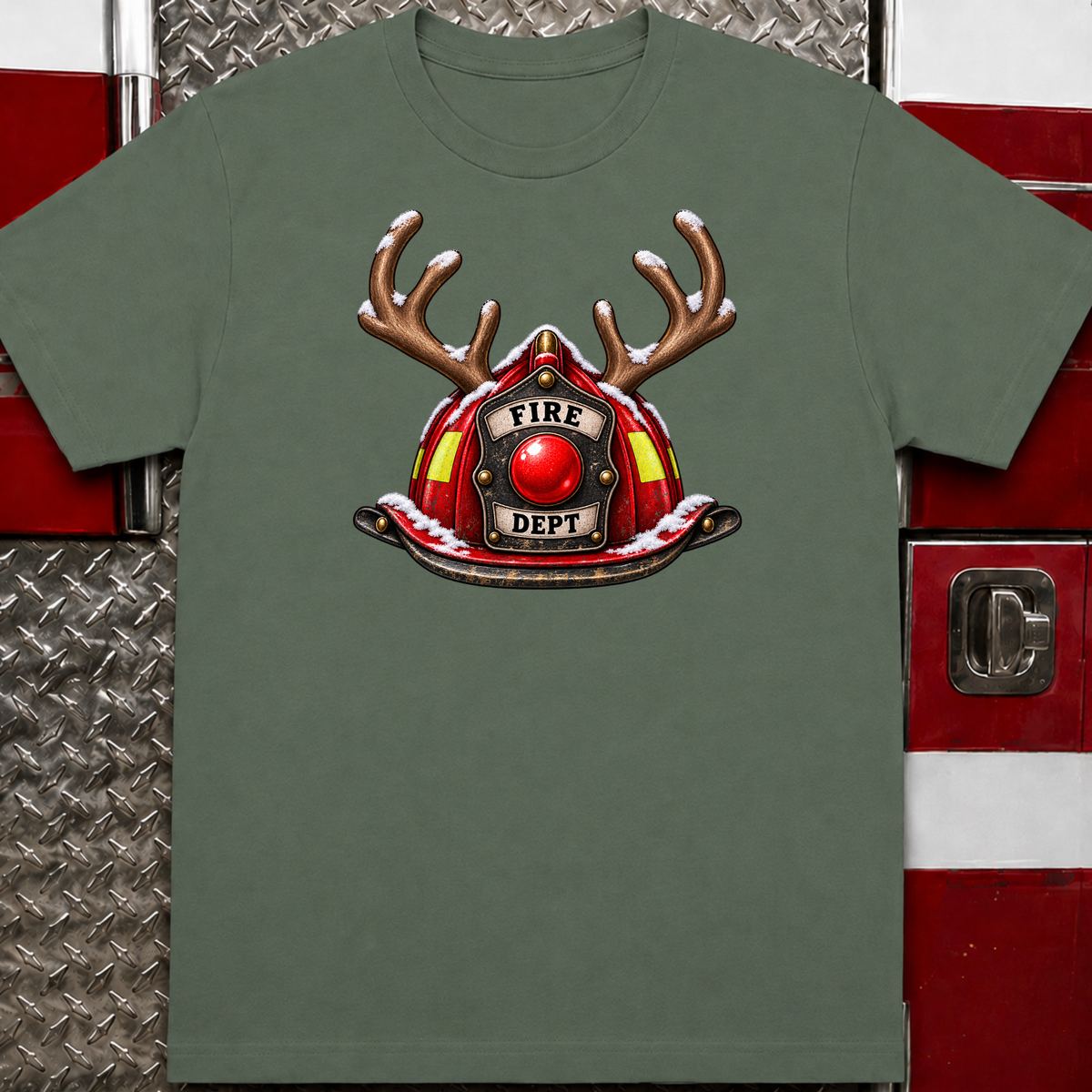 Fire Helmet Reindeer – Firefighter Christmas Shirt