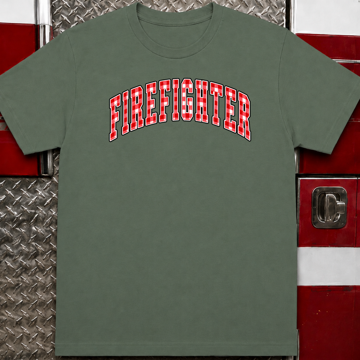 Firefighter Checkered T-Shirt