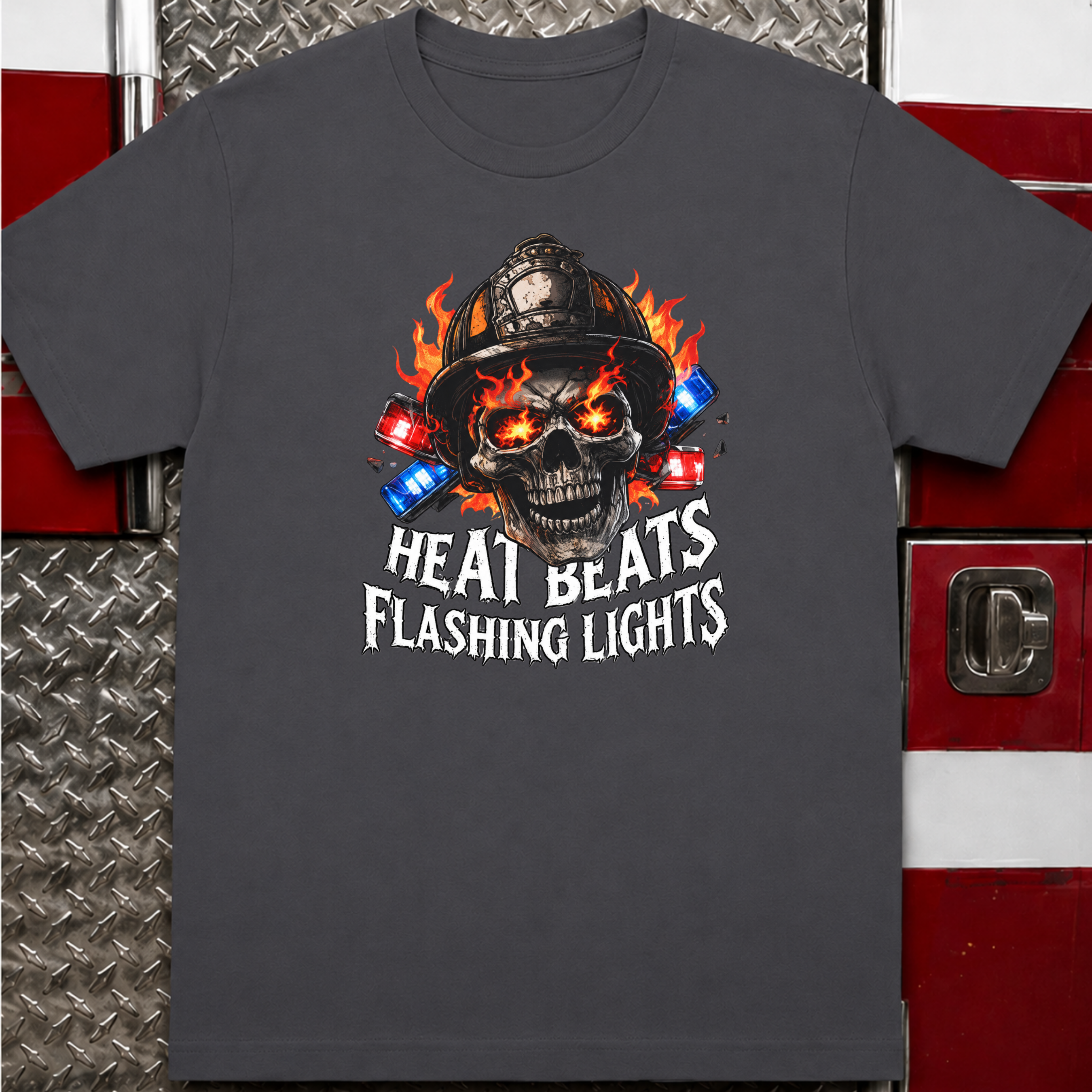 Heat Beats Flashing Lights | Firefighter vs Cop Rivalry Shirt