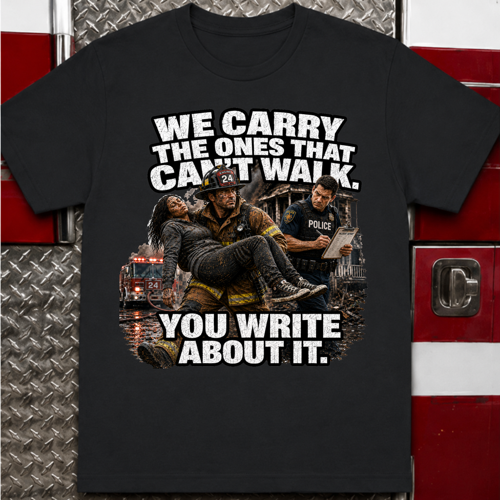 We Carry the Ones That Can't Walk You Write About It Tee