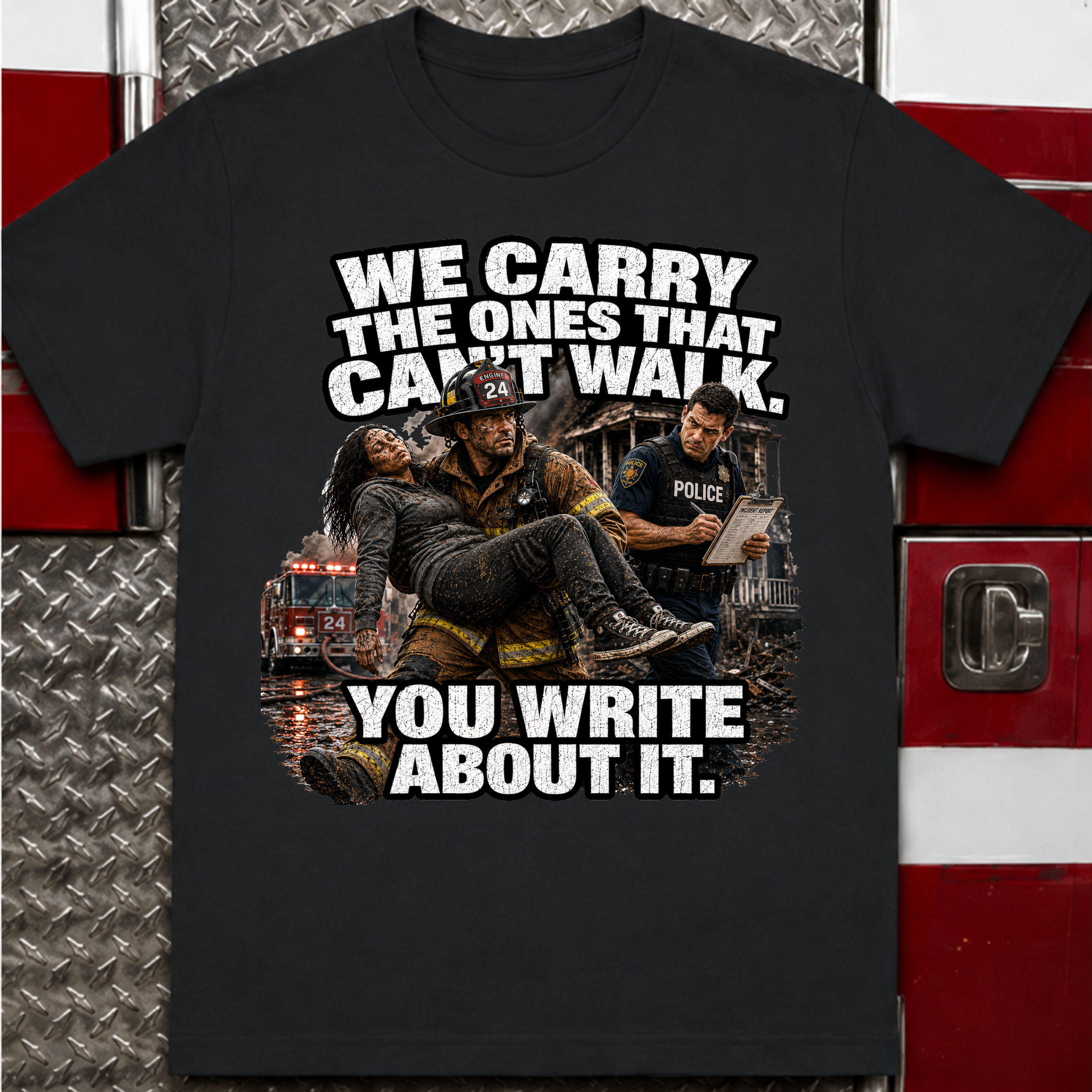 We Carry the Ones That Can't Walk You Write About It Tee
