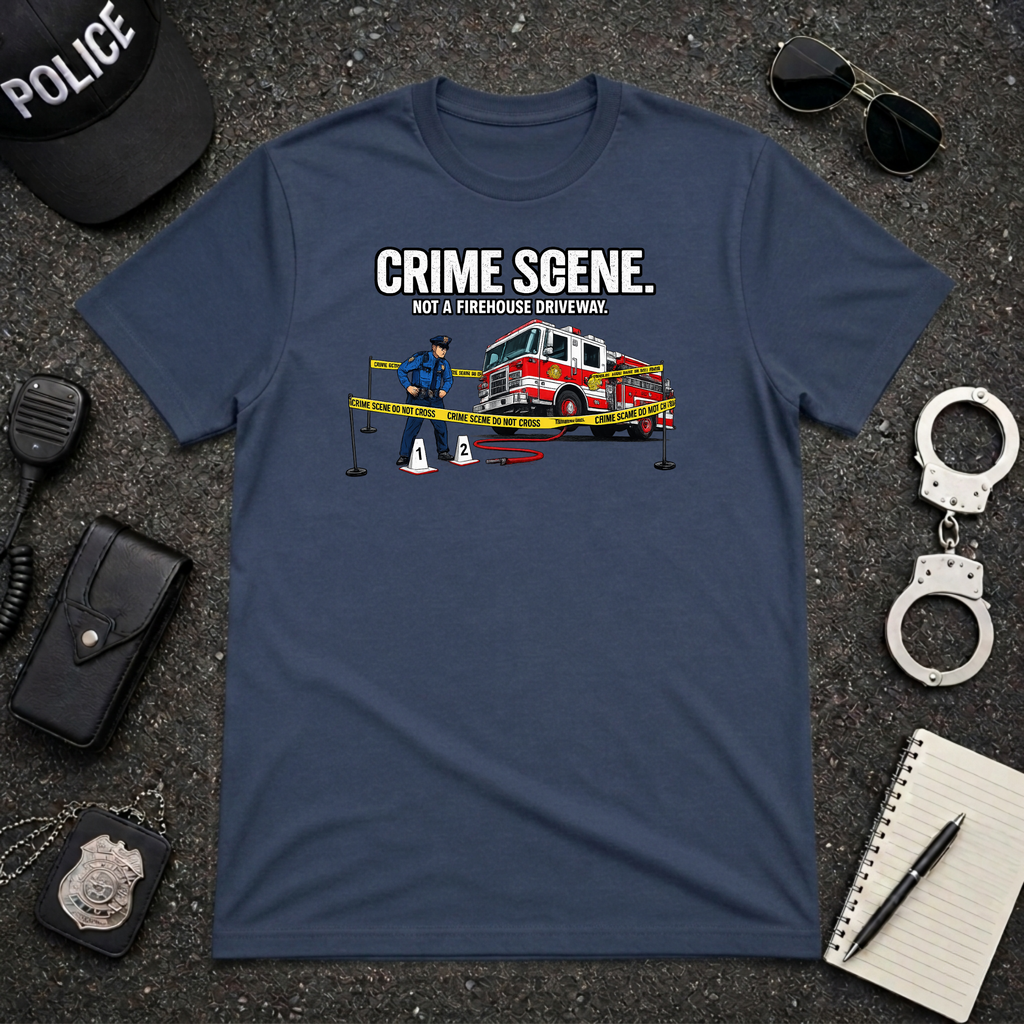 Crime Scene Not A Firehouse Driveway | Funny Police vs Firefighter Shirt