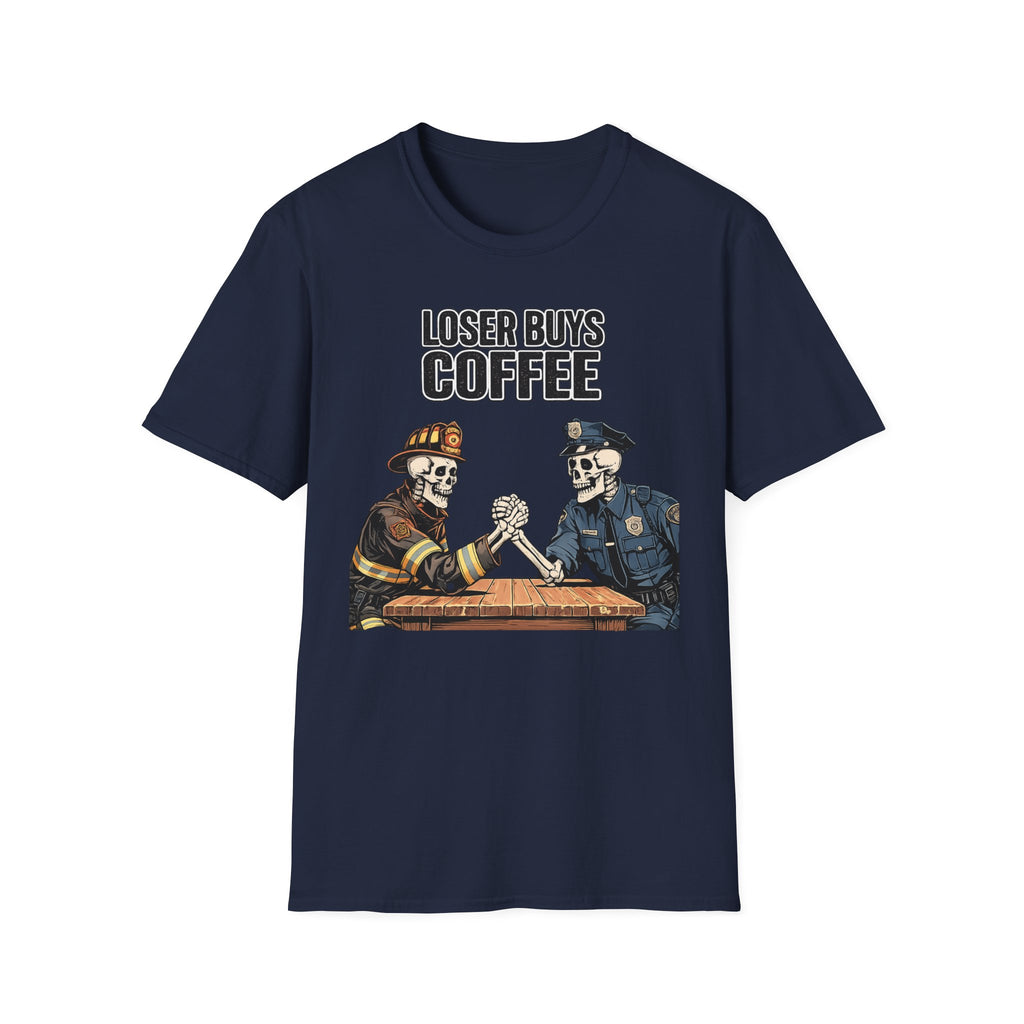 Loser Buys Coffee | Funny Police vs Firefighter Shirt