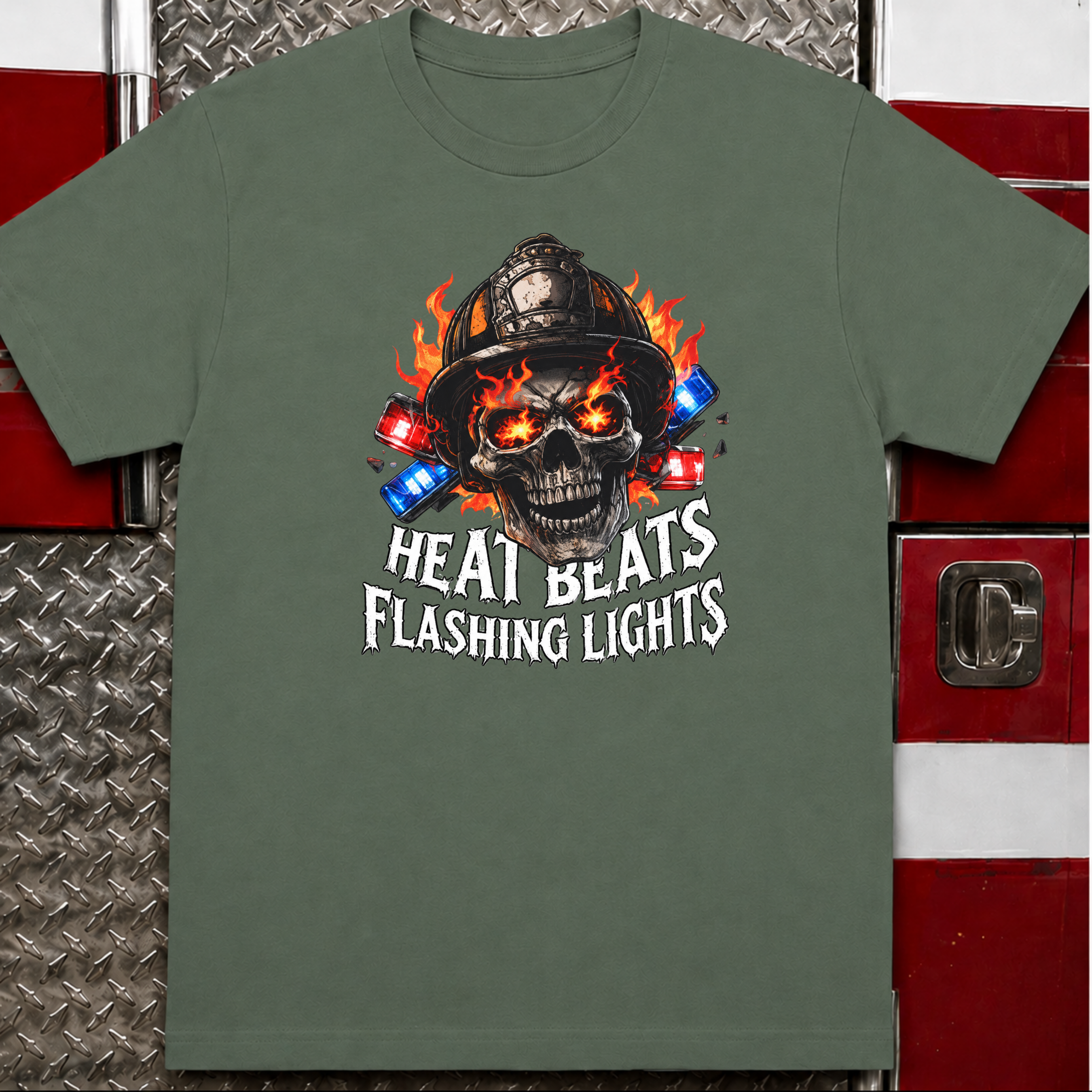 Heat Beats Flashing Lights | Firefighter vs Cop Rivalry Shirt