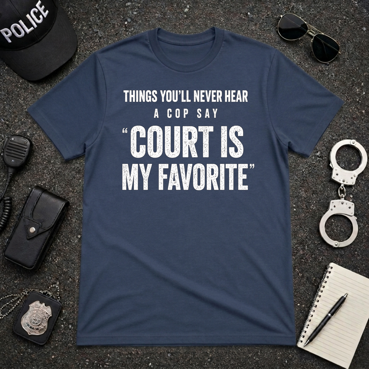 Things You'll Never Hear a Cop Say Court Is My Favorite Funny Police T-Shirt