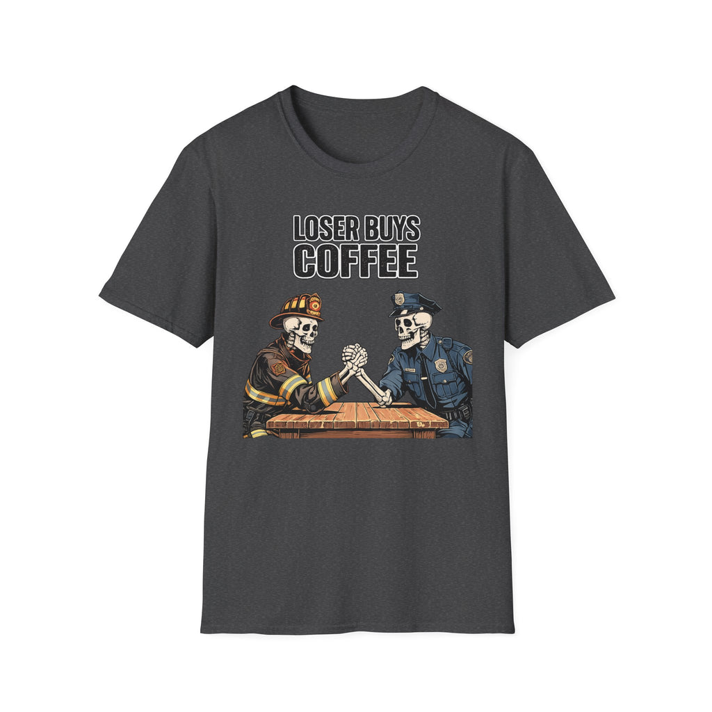 Loser Buys Coffee | Funny Police vs Firefighter Shirt