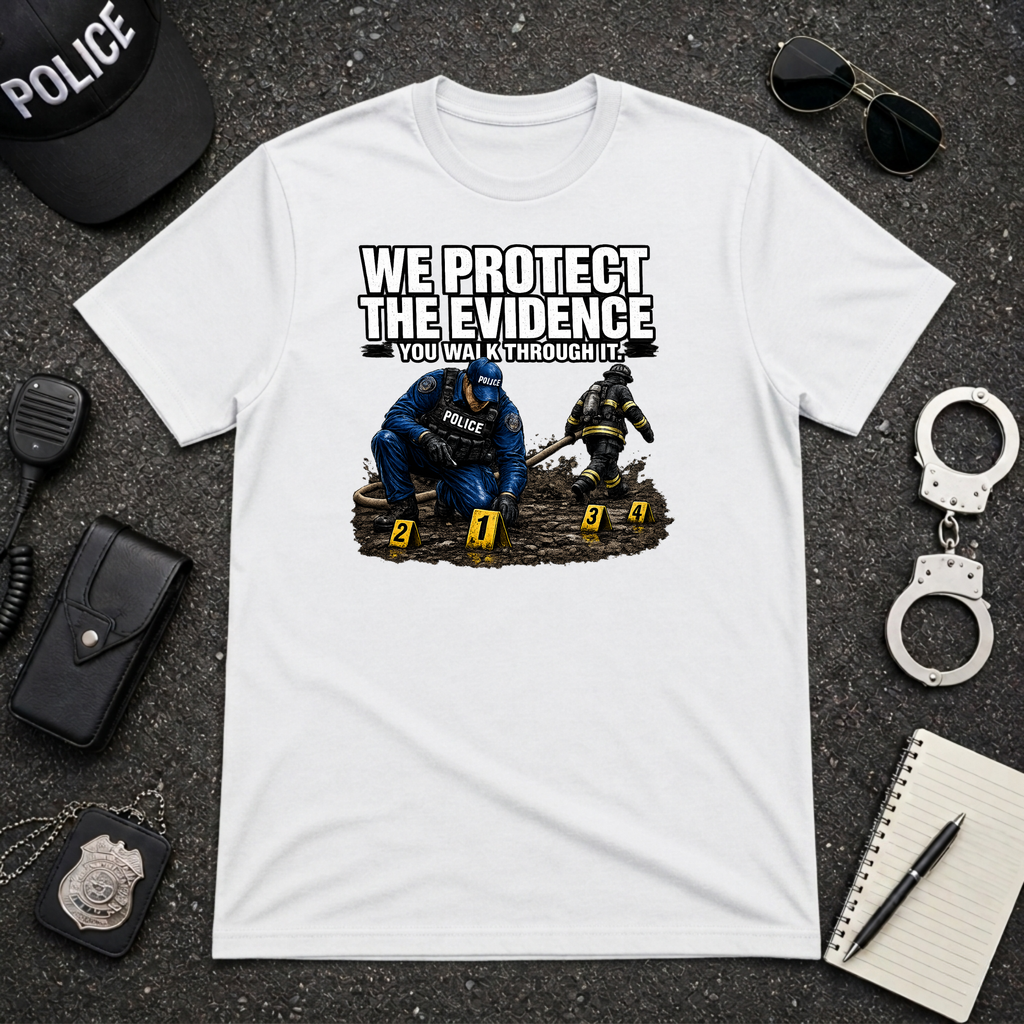 We Protect The Evidence You Walk Through It | Police Humor Shirt